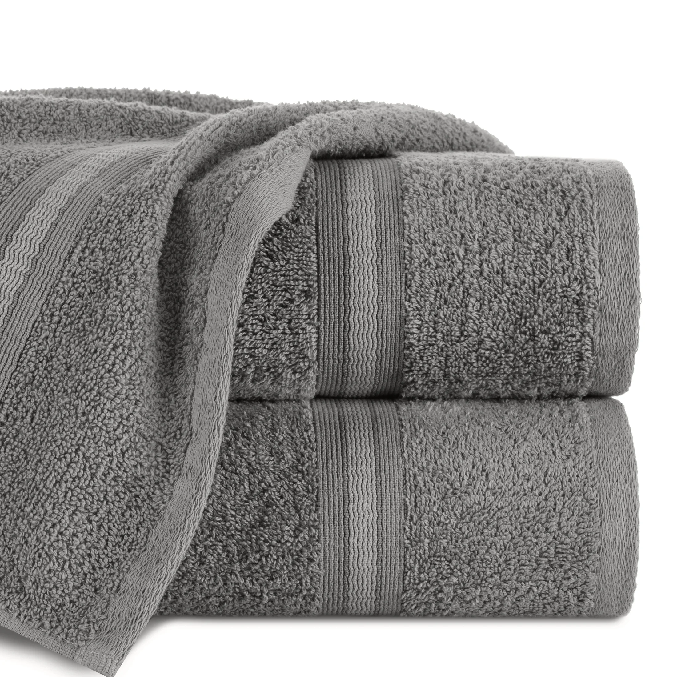 Ręcznik kąpielowy 70x140 cm bawełniany kolor stalowy w kontrastujące pasy 500 g/m2 TRIS