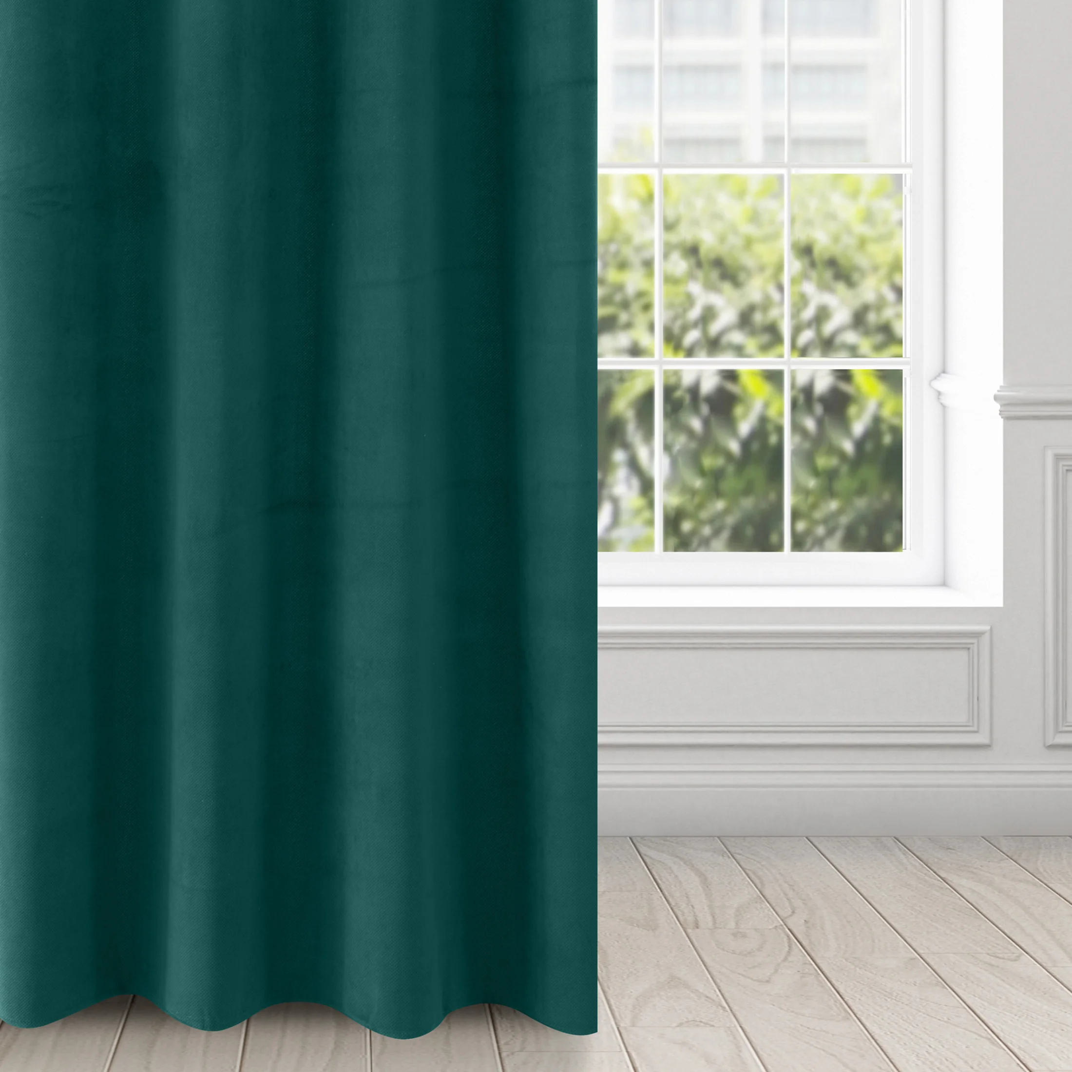 Zasłona ciemnozielona z matowego welwetu 140x250 cm przelotka - MILO | eurofirany