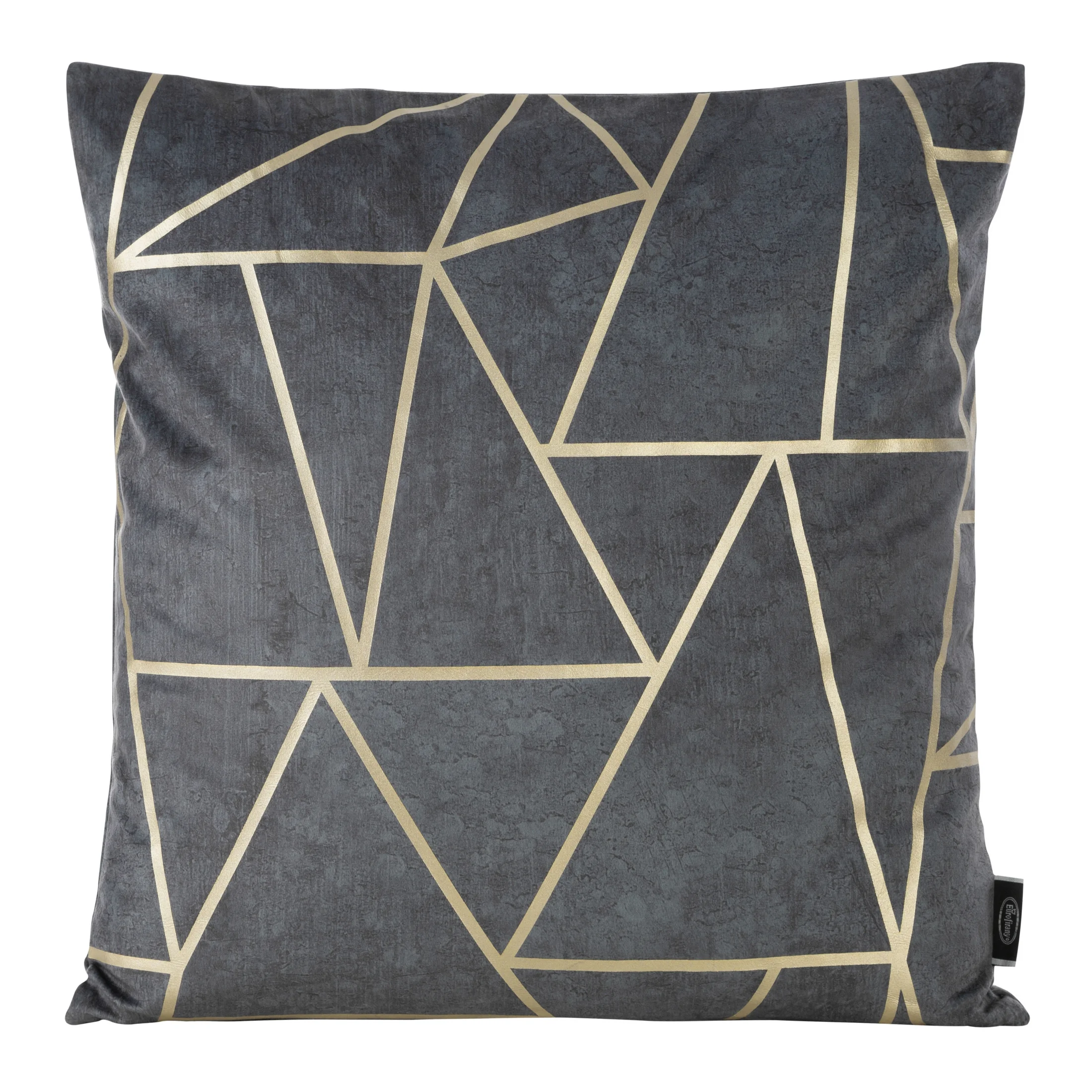 Poszewka na poduszkę 45x45 cm welwetowa stalowa z nadrukiem geometrycznym BLINK 29 | eurofirany