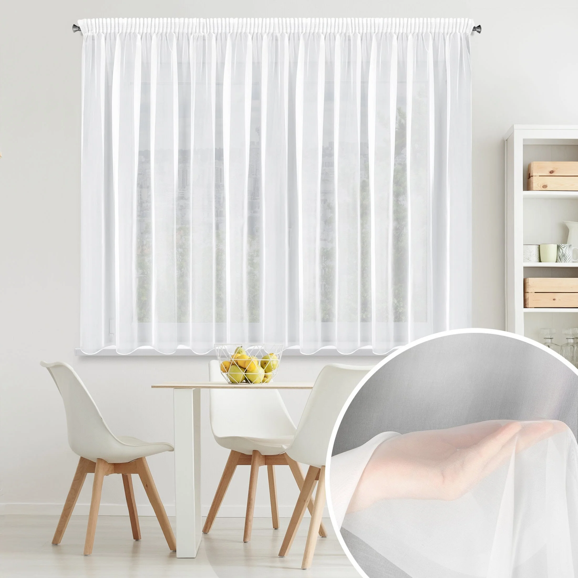 Firana biała z gładkiego matowego woalu 400x150 cm taśma LUCY | eurofirany