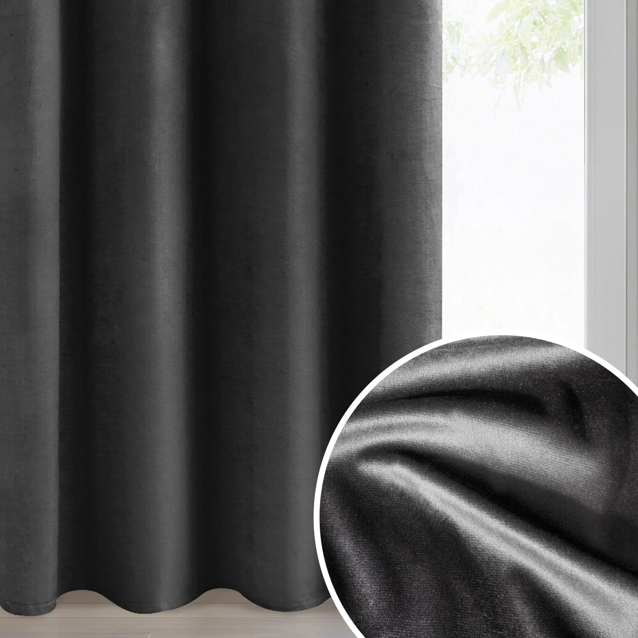 Zasłona czarna z matowego welwetu 140x260 cm przelotka - MELANIE | eurofirany