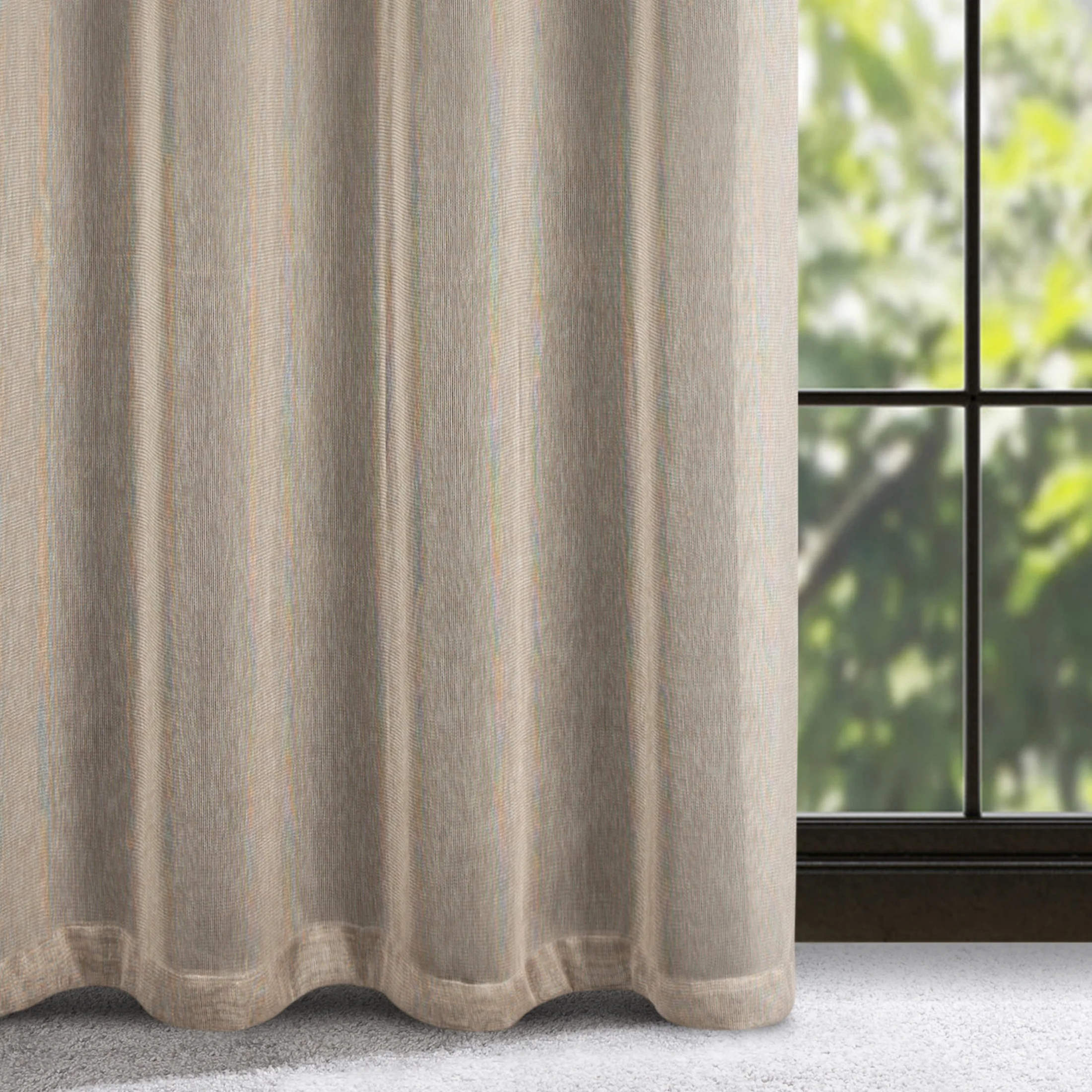 Zasłona beżowa o strukturze siateczki 140x250 cm przelotka - ADELA | eurofirany