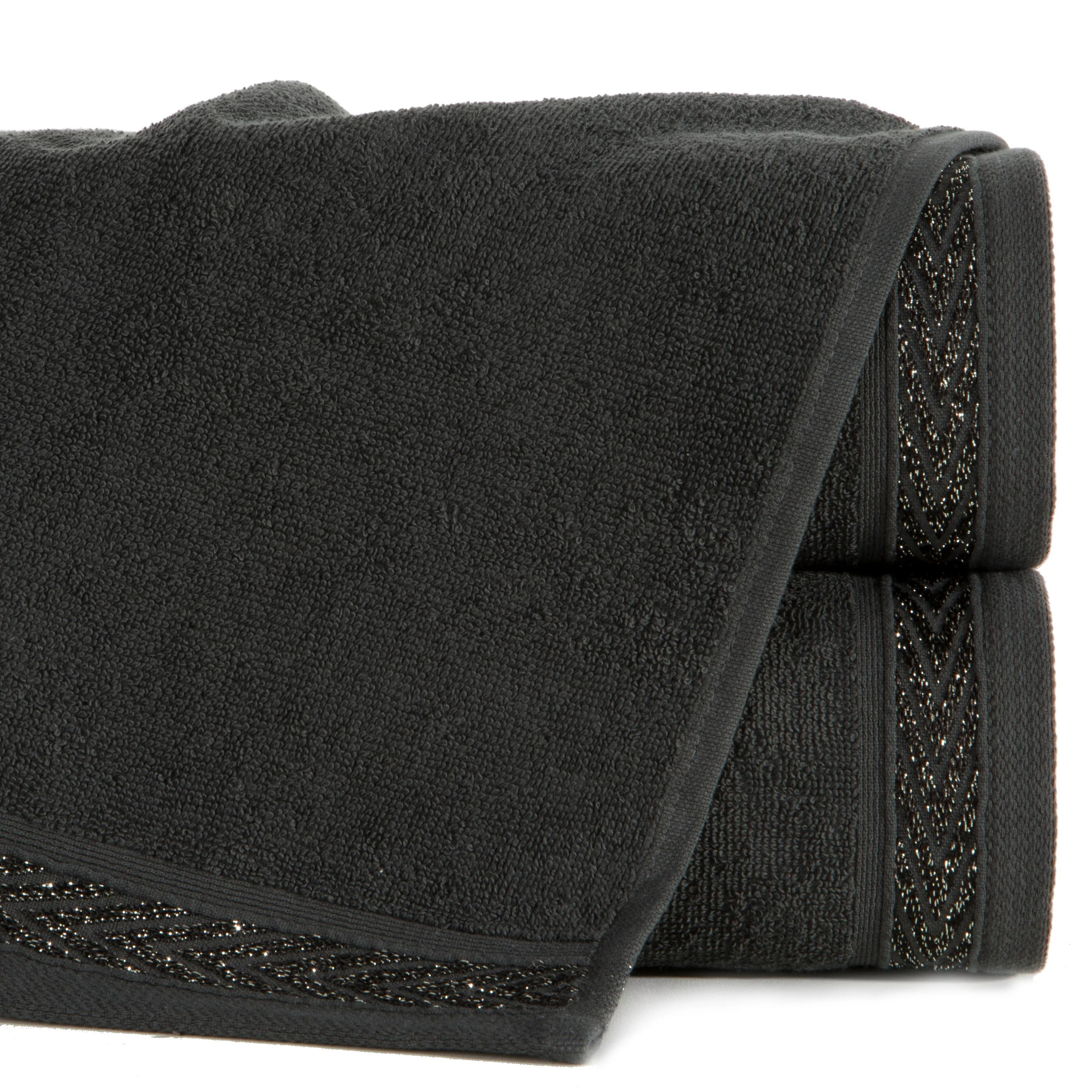 Ręcznik do rąk 30x50 cm bawełniany kolor grafitowy z ozdobną bordiurą 400 g/m2 MELANIE