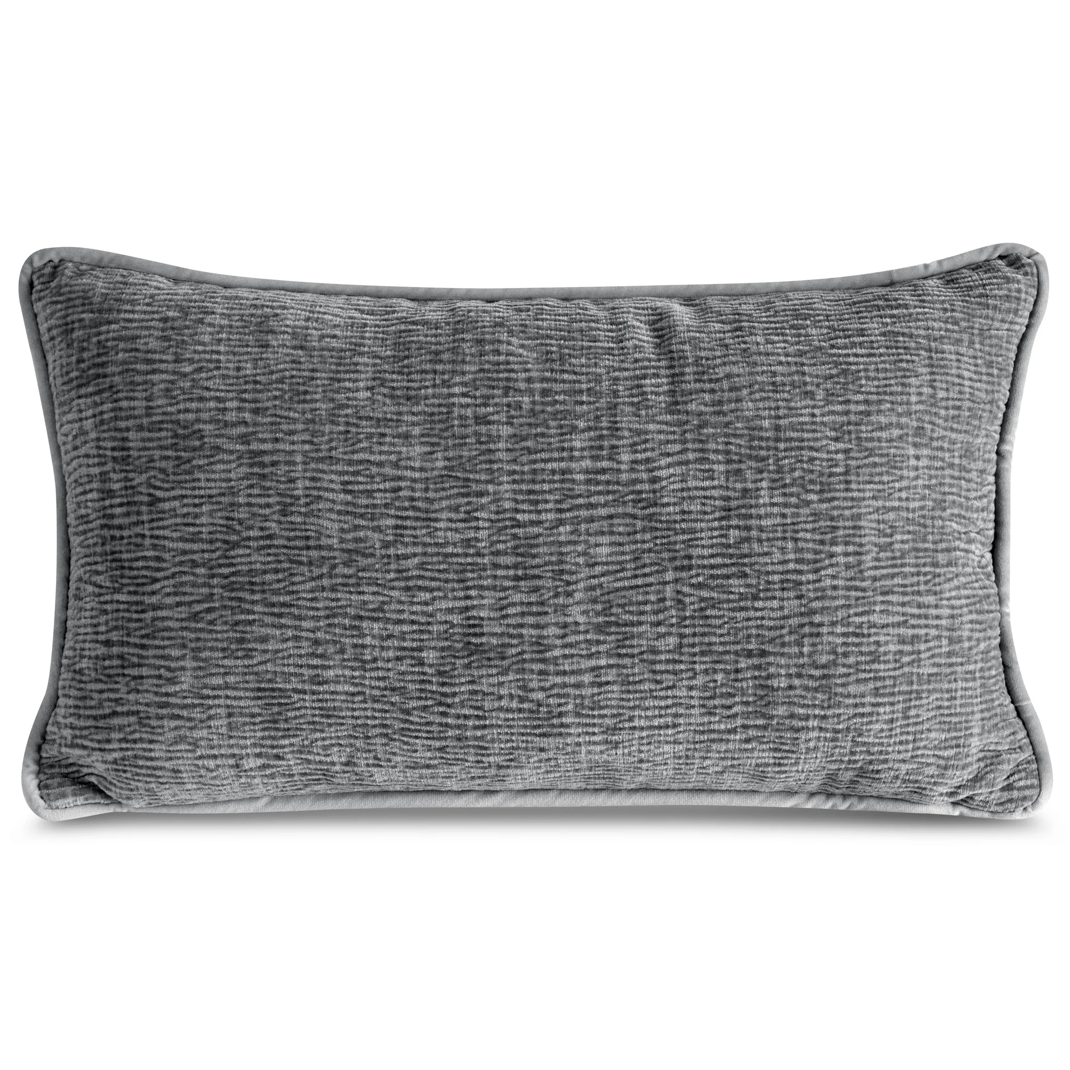 Poszewka na poduszkę 30x50 cm stalowa z szenilowej tkaniny ROSI | eurofirany