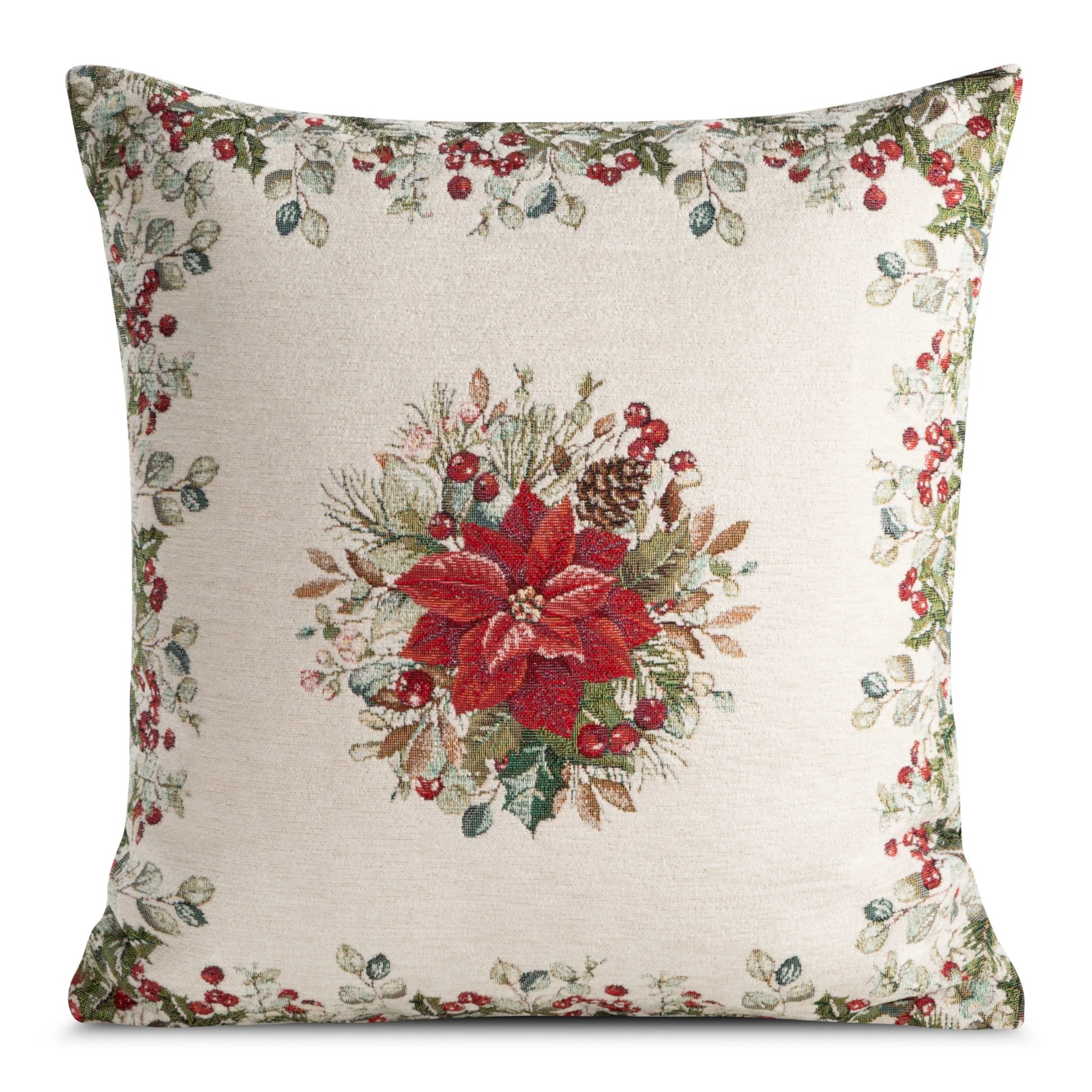 Poszewka na poduszkę świąteczna 45x45 cm gobelinowa z motywem świątecznym | eurofirany