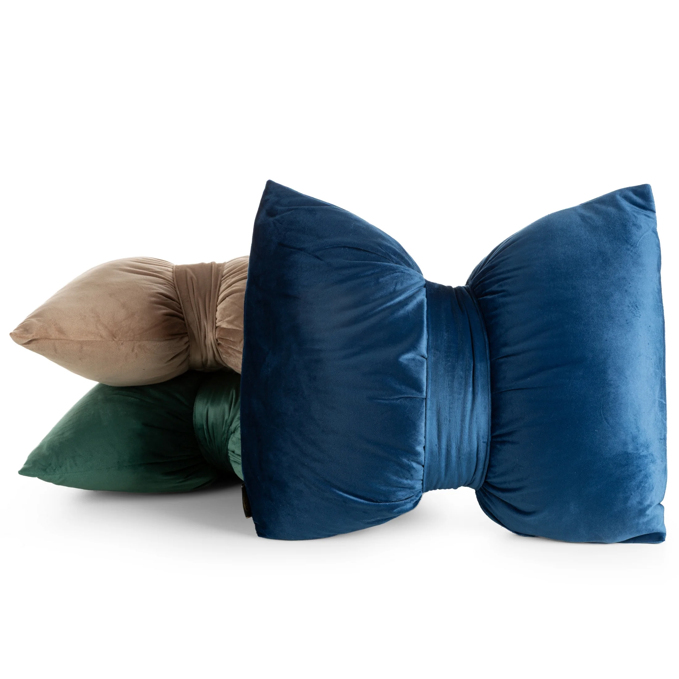 Poduszka 45x55 cm welwetowa kolor granatowy w kształcie kokardy KOKARDA