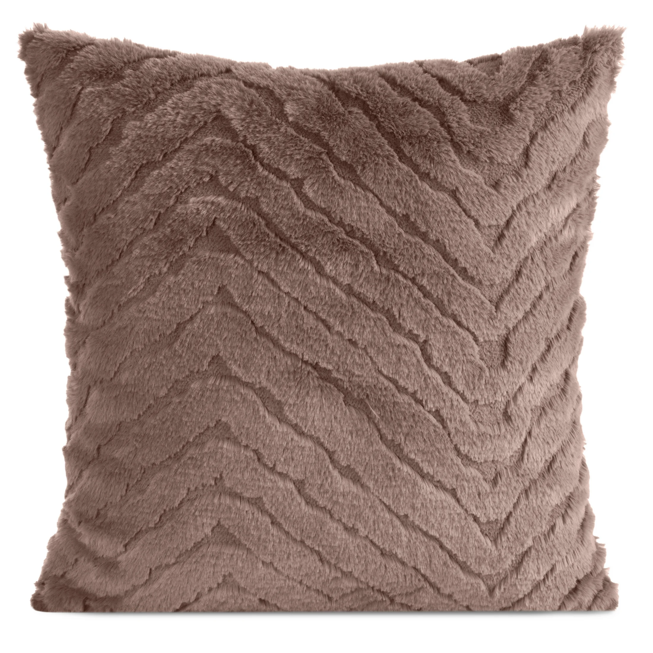 Poszewka na poduszkę 45x45 cm futrzana ciemnobeżowa zdobiona efektem 3D KATE | eurofirany