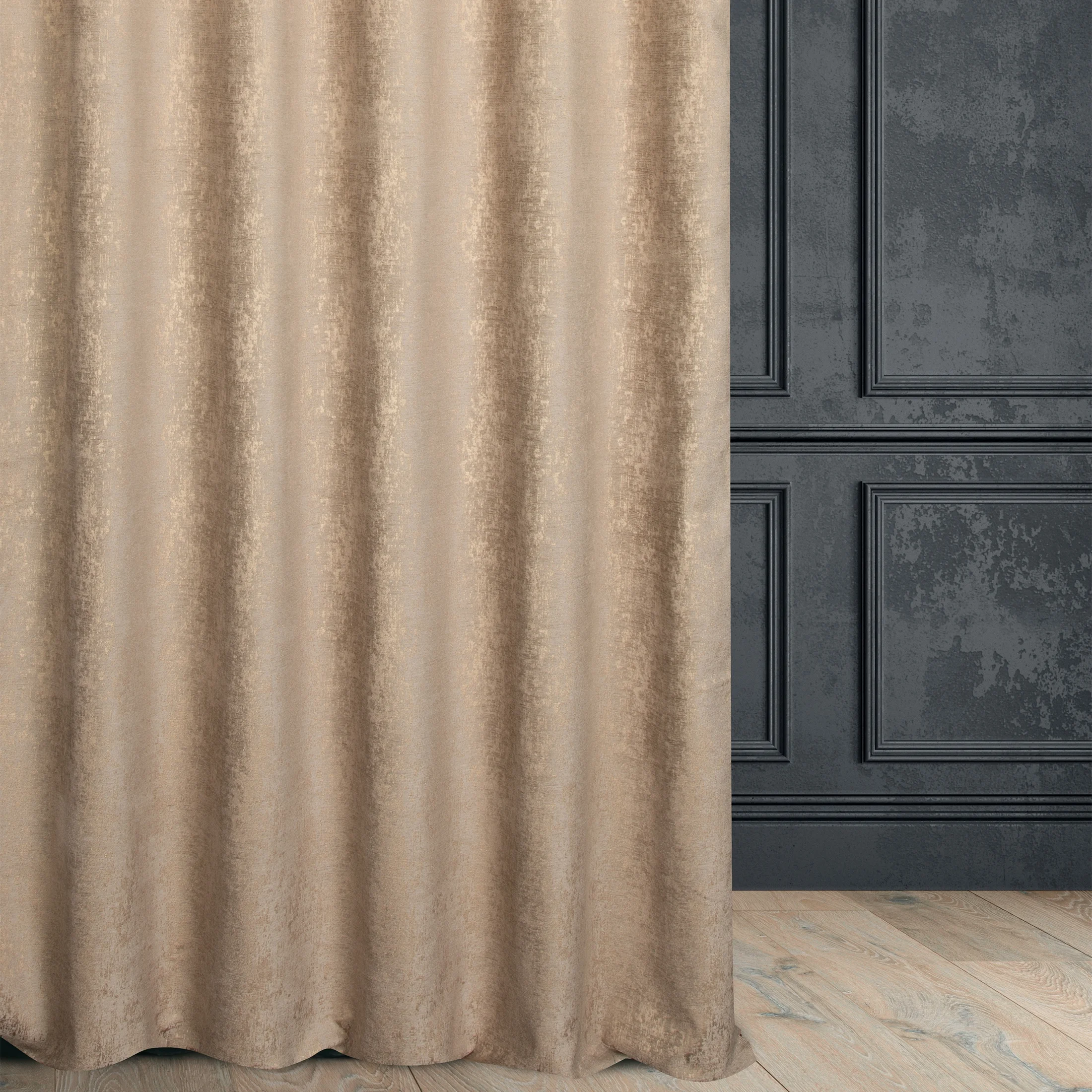 Tkanina zasłonowa szenilowa z marmurkowym wzorem podkreślonym złotą nicią z kolekcji Eva Minge