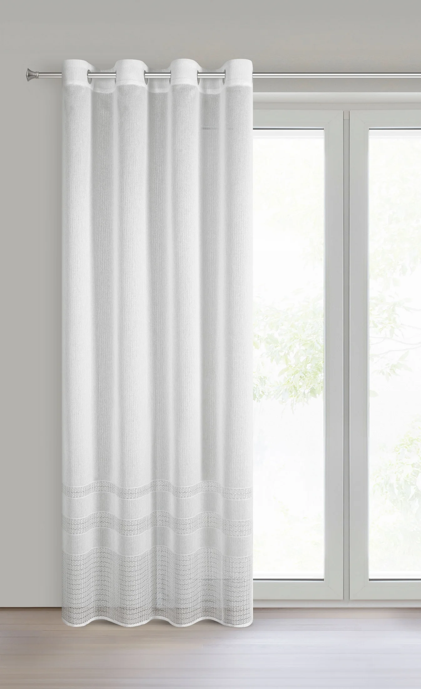 Firana biała z matowej siatki 140x250 cm przelotka - ELIRA