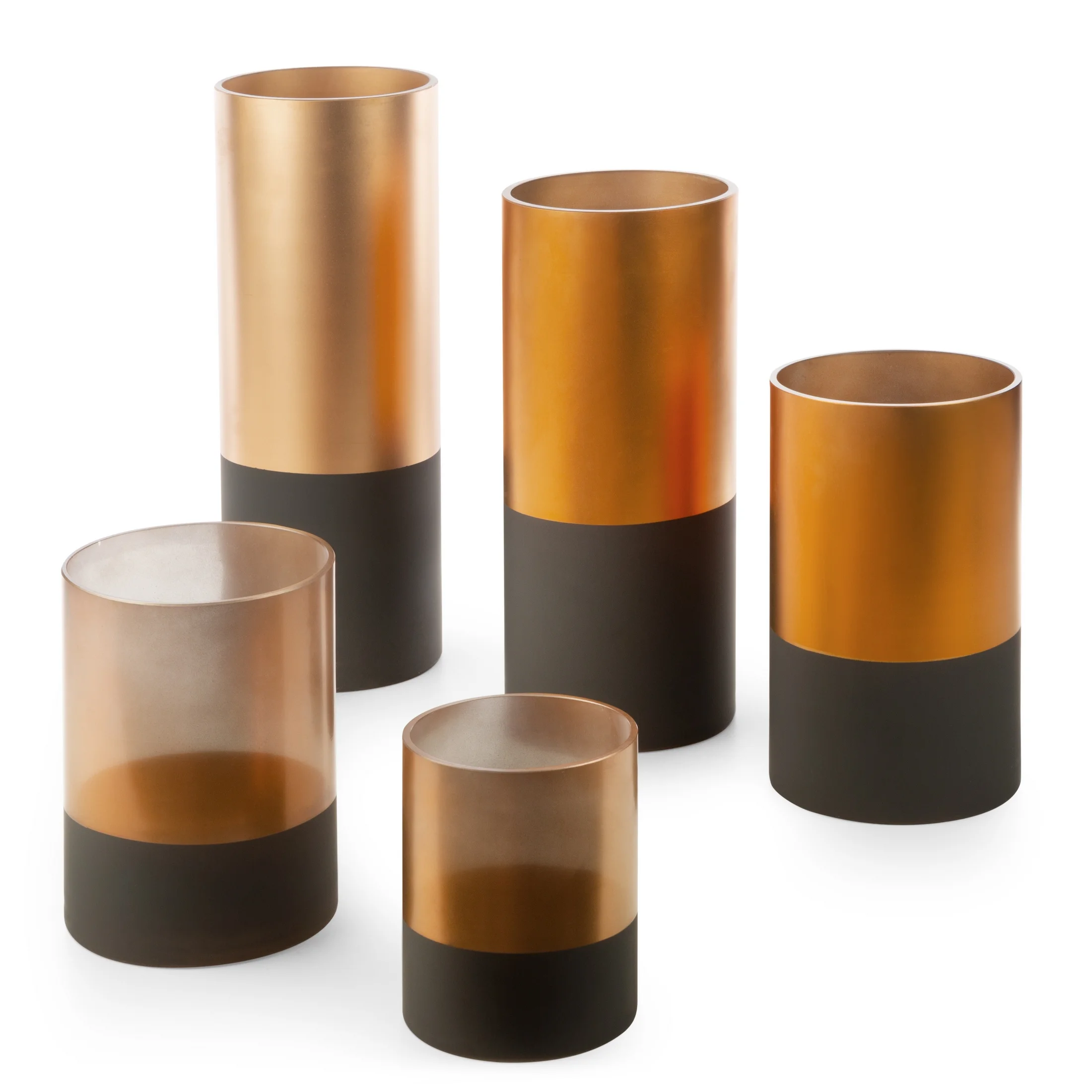 LIMITED COLLECTION Świecznik ALISMA brązowo-złoty ze szkła artystycznego CIEPŁO BRĄZÓW