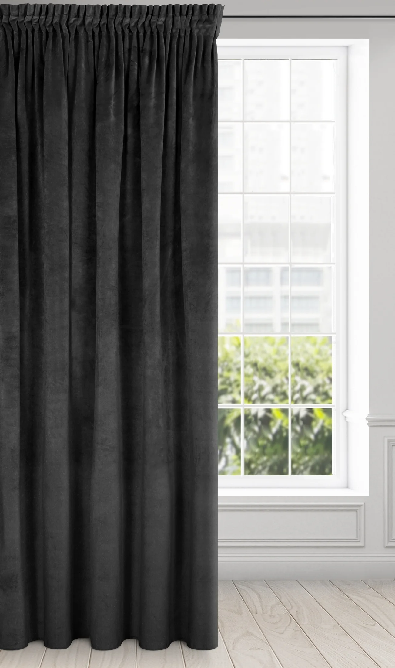 Zasłona czarna z ekskluzywnego aksamitnego welwetu 290 g/m2 140x270 cm taśma - RIA - Diva Line