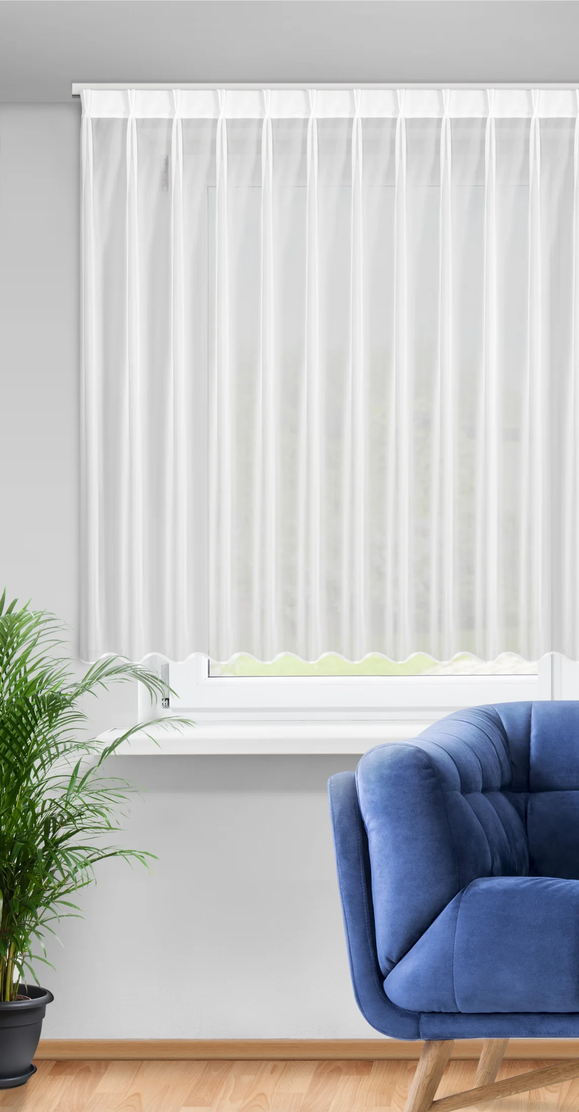 Firana biała z gładkiego woalu 230x170 cm (wymiar podany na gotowo) system flex - LUCY