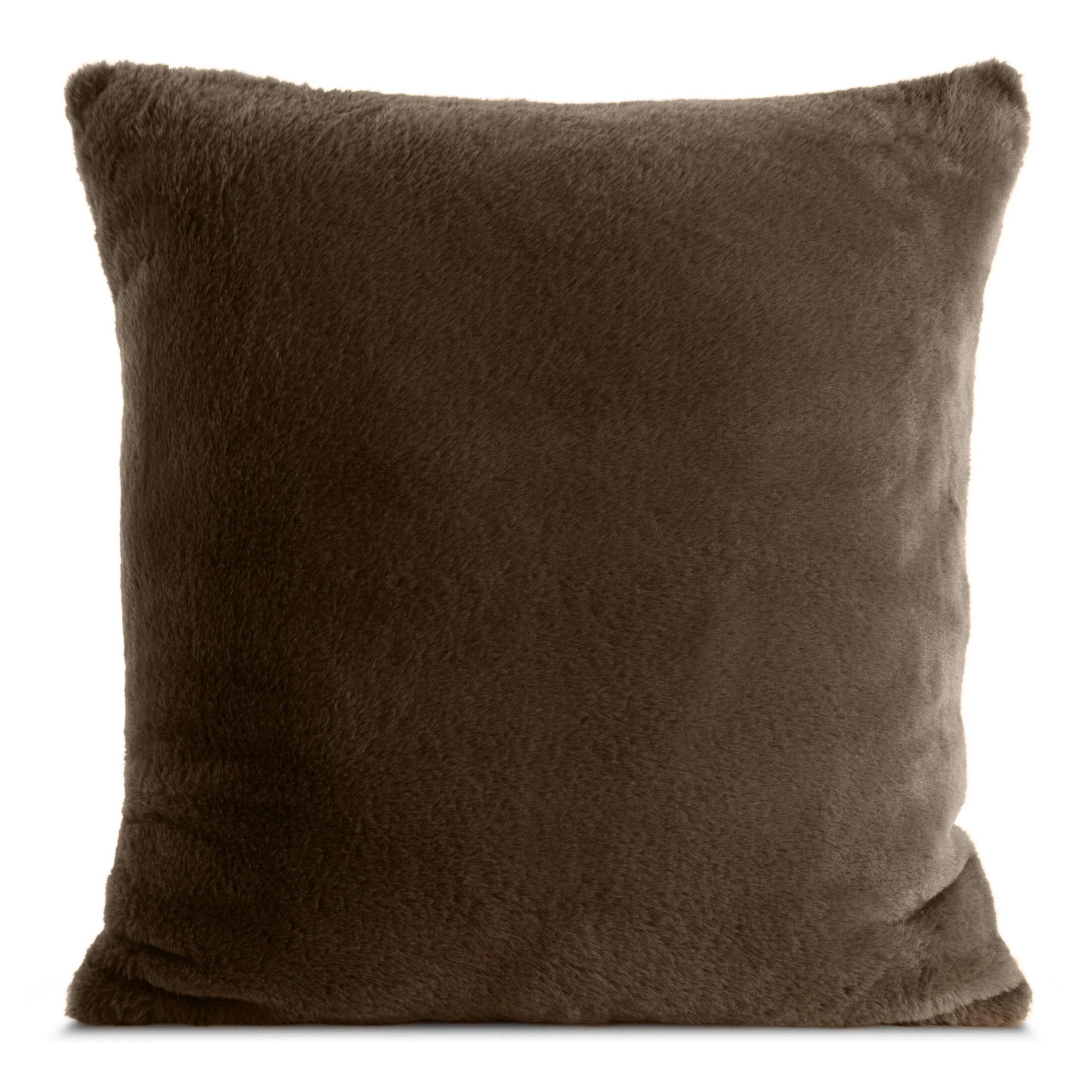 Poszewka na poduszkę 45x45 cm ciemnobrązowa z miękkiej futrzanej tkaniny NINA | eurofirany