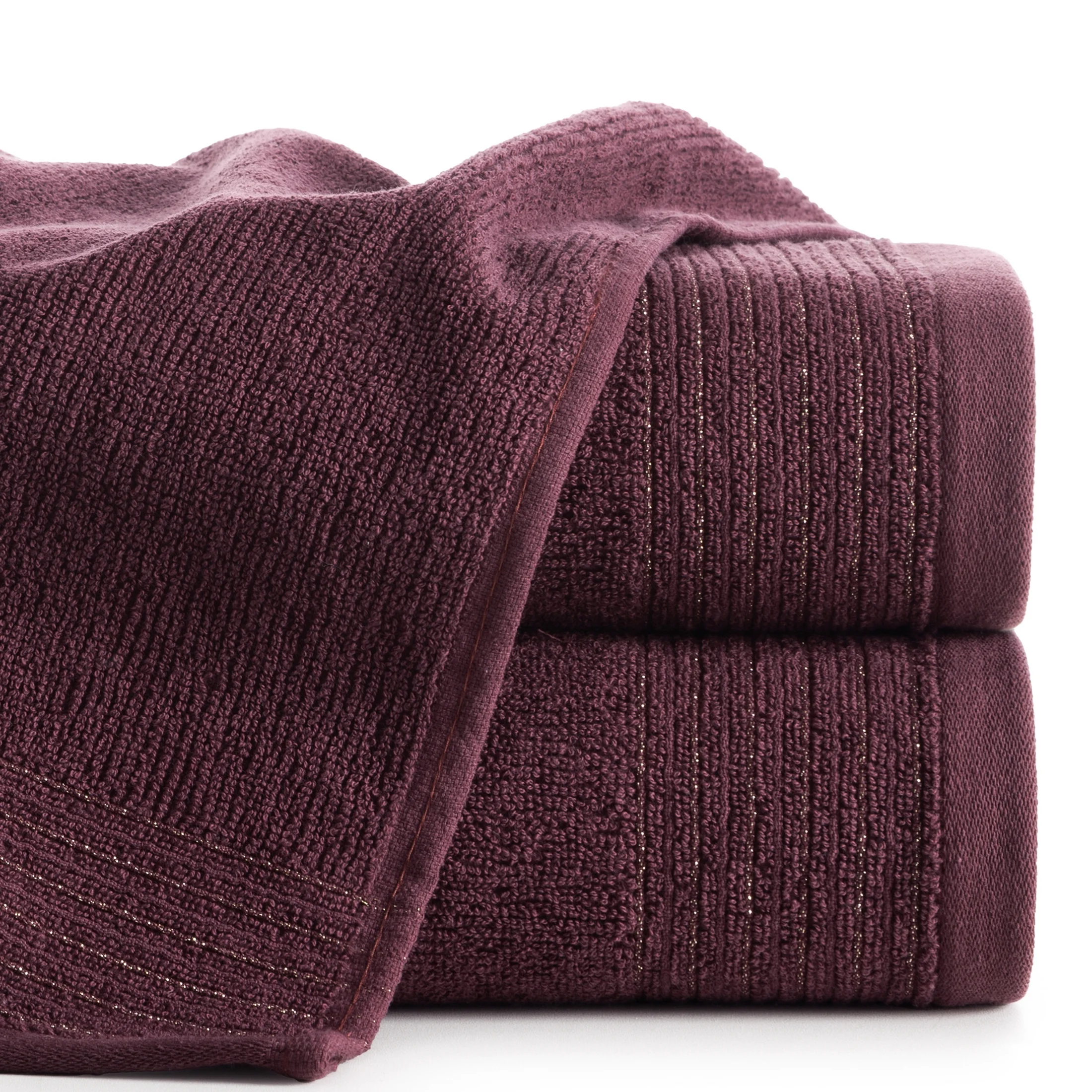 Ręcznik do rąk 30x50 cm bawełniany kolor burgundowy zdobiony błyszczącą bordiurą 500 g/m2 LARI