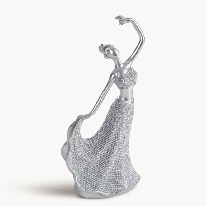 Figurka srebrna w kształcie baletnicy o drobnym strukturalnym wzorze 9x6x19 cm ELDO