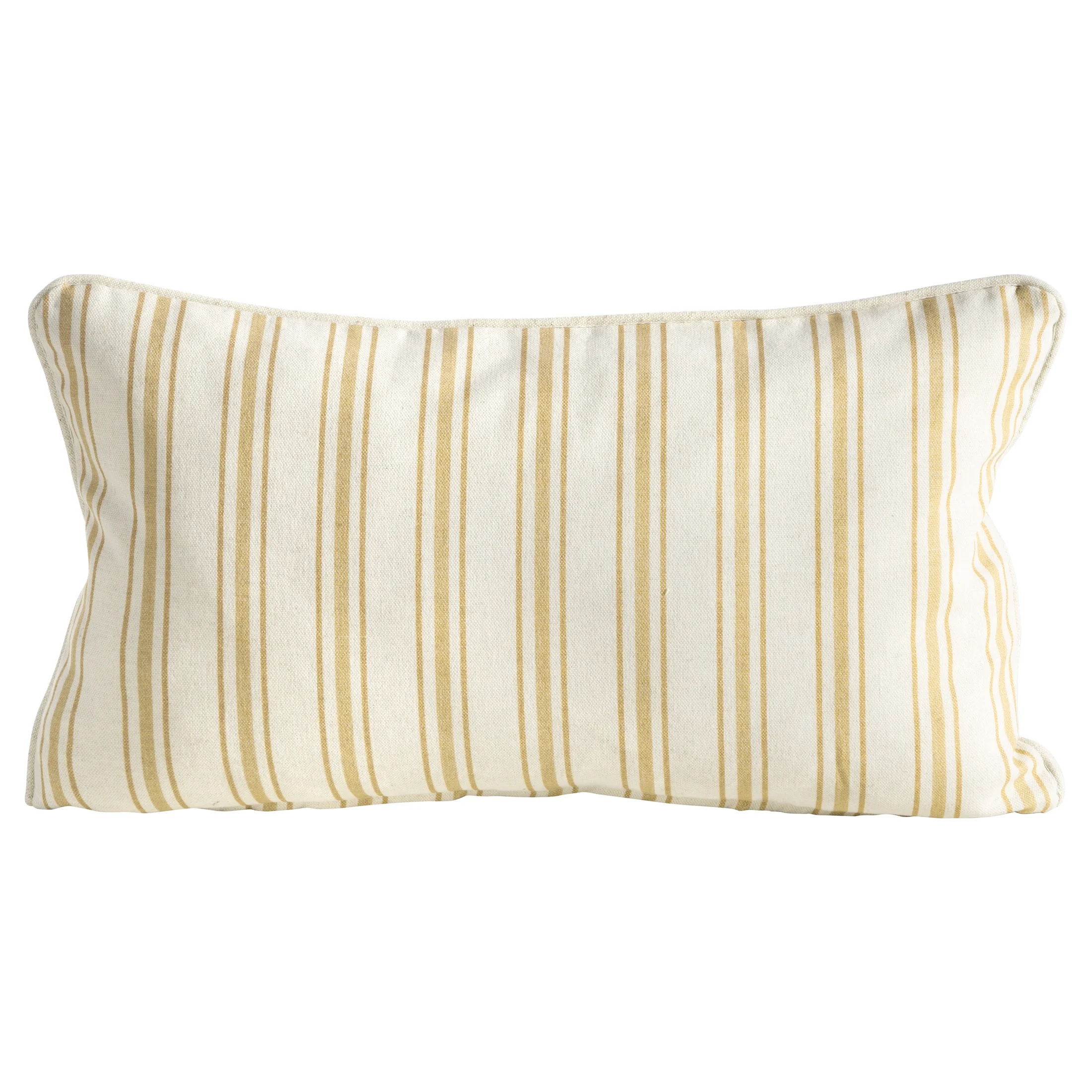 Poszewka na poduszkę 30x50 cm bawełniana z dodatkiem lnu kremowo, żółty zdobiona subtelnym nadrukiem pasów LEN | eurofirany