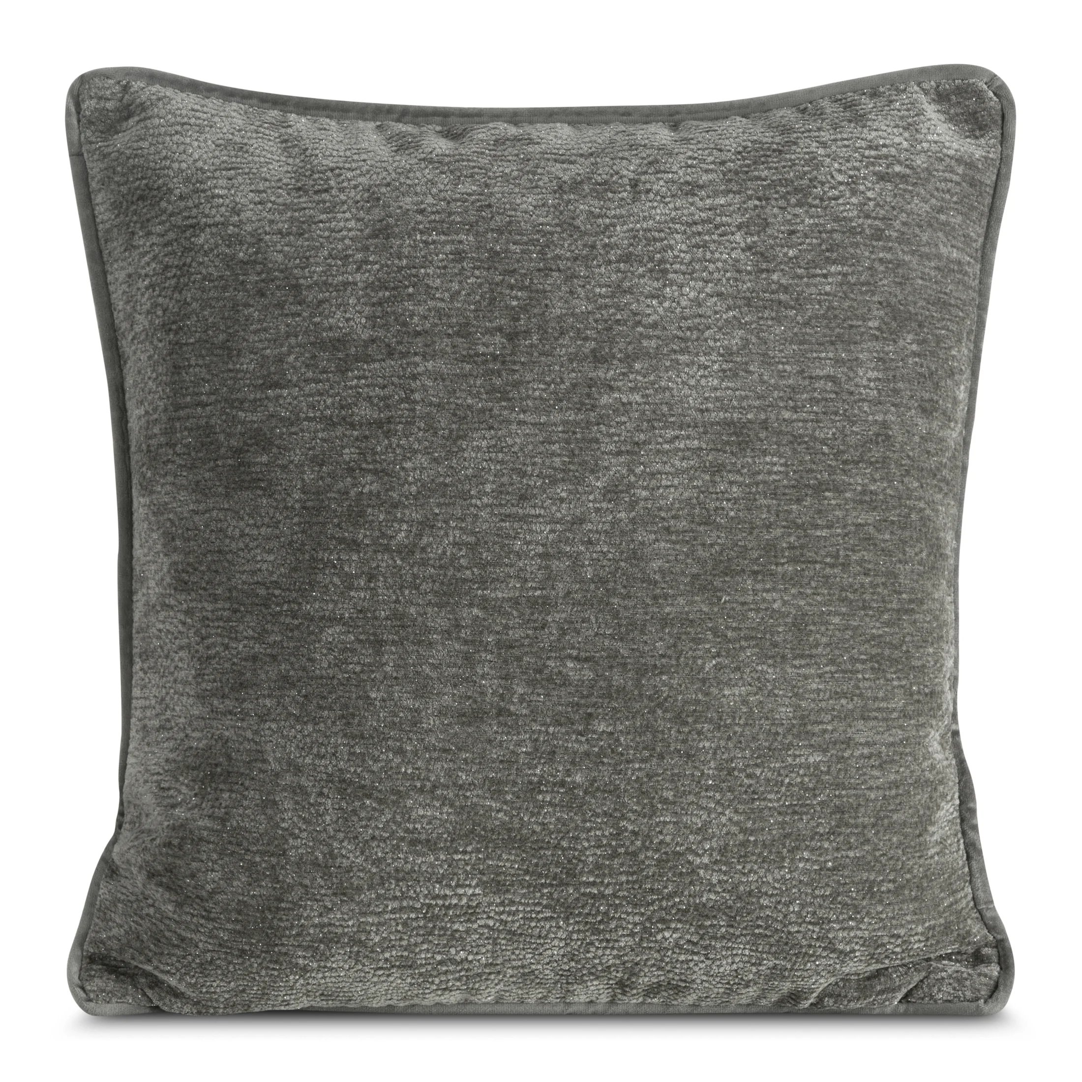 Poszewka na poduszkę 45x45 cm stalowa z szenilowej tkaniny i wypustką na brzegach KLARA 03 | eurofirany