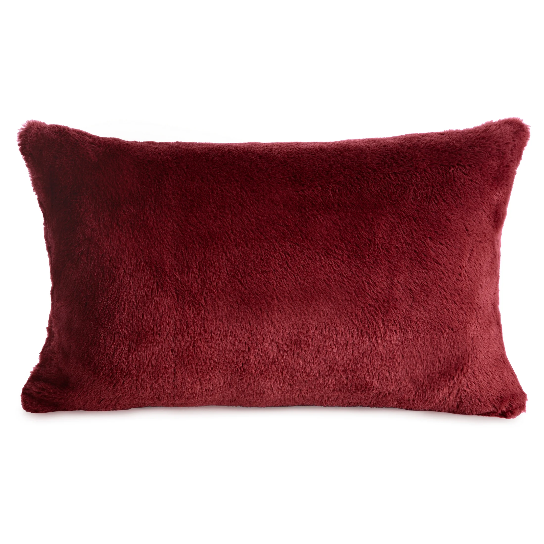 Poszewka na poduszkę 30x50 cm bordowa z miękkiej futrzanej tkaniny NINA | eurofirany
