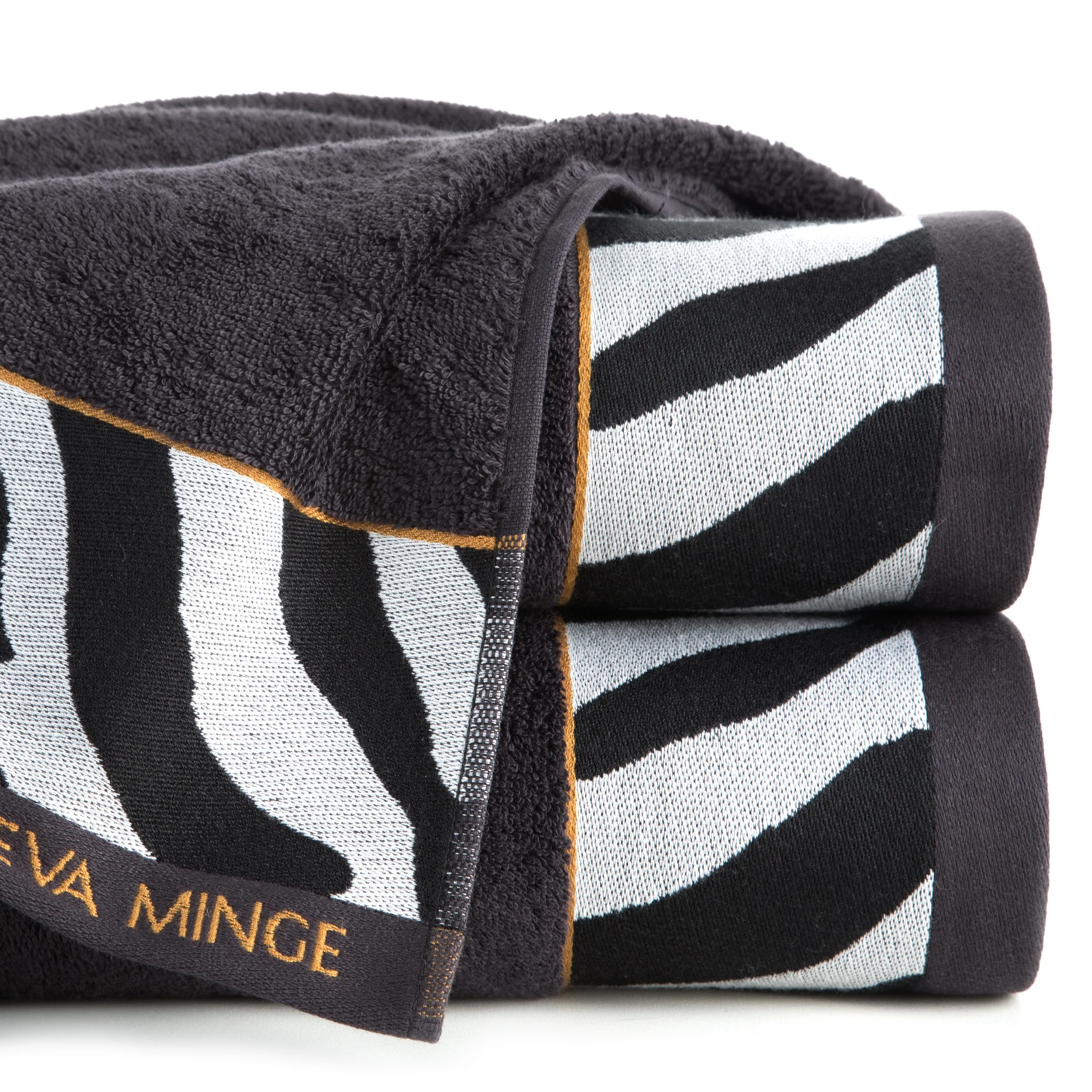 Ręcznik kąpielowy 50X90 cm bawełniany kolor czarny,szary z designerską bordiurą 500 g/m2 EVA 22 Eva Minge