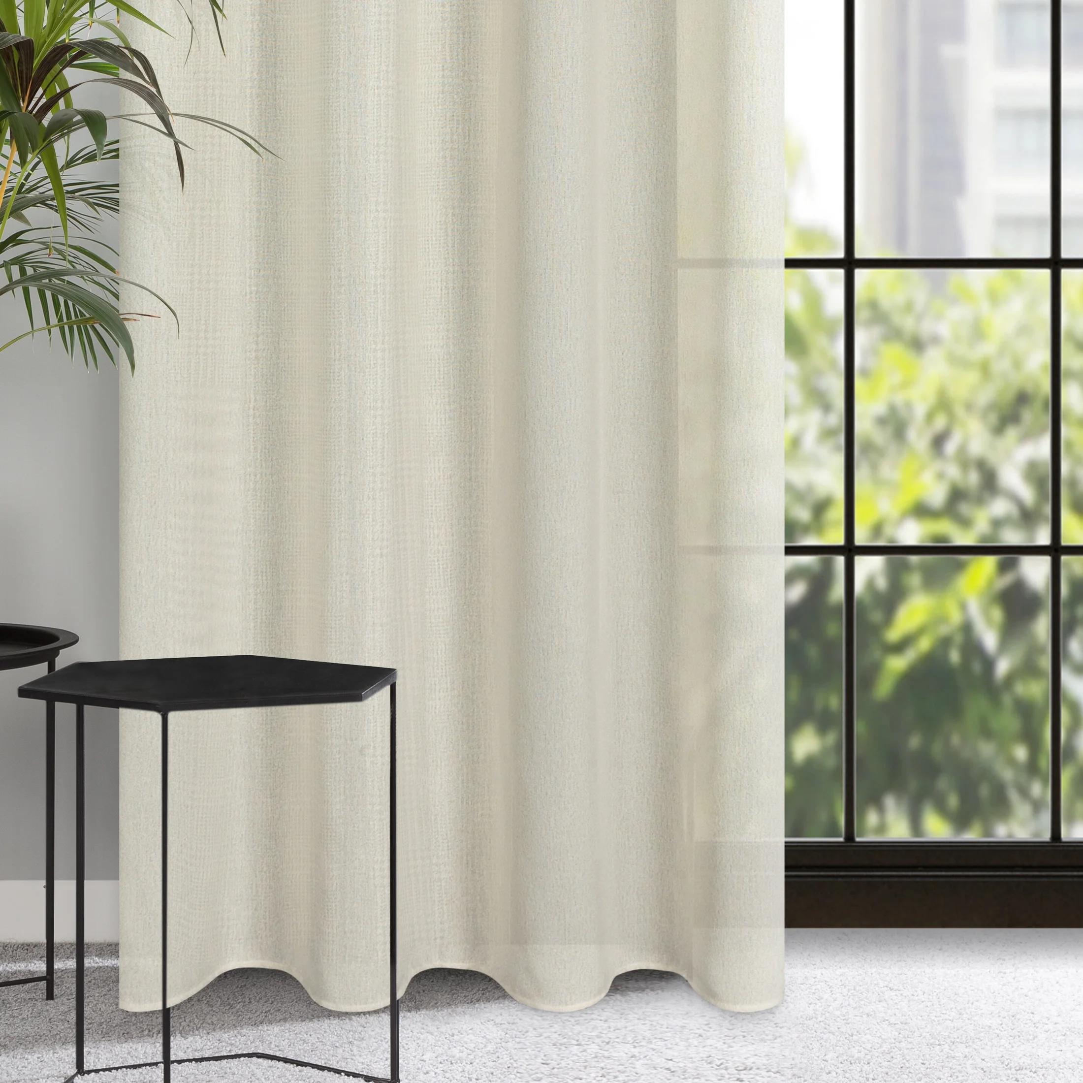 Zasłona naturalna o luźnym splocie w stylu cottage core 140x250 cm przelotka - LIDIA | eurofirany