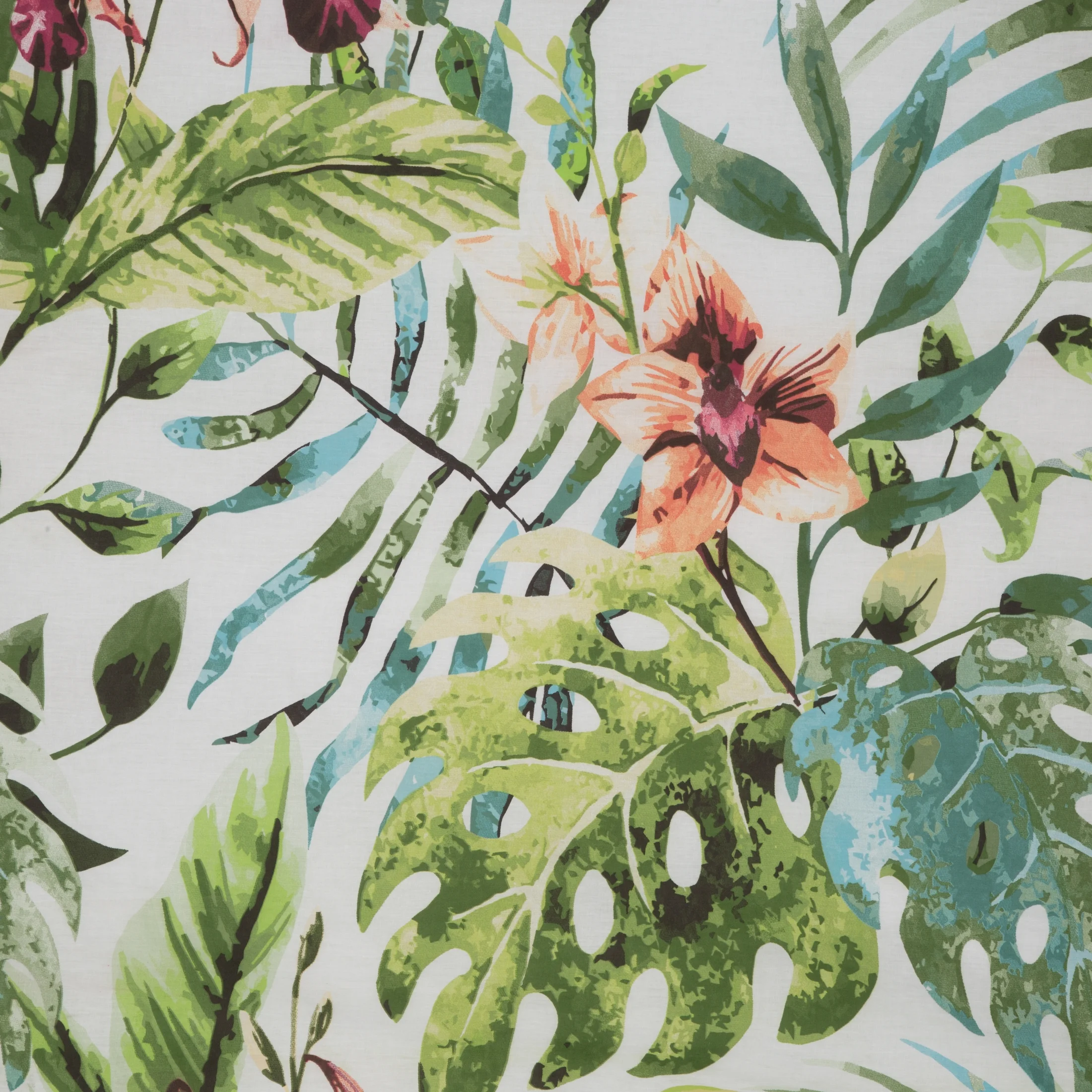 Pościel 220x200 cm komplet 3 częściowy bawełniana kolor biały, ciemnozielony z egzotycznym wzorem SONIA 40