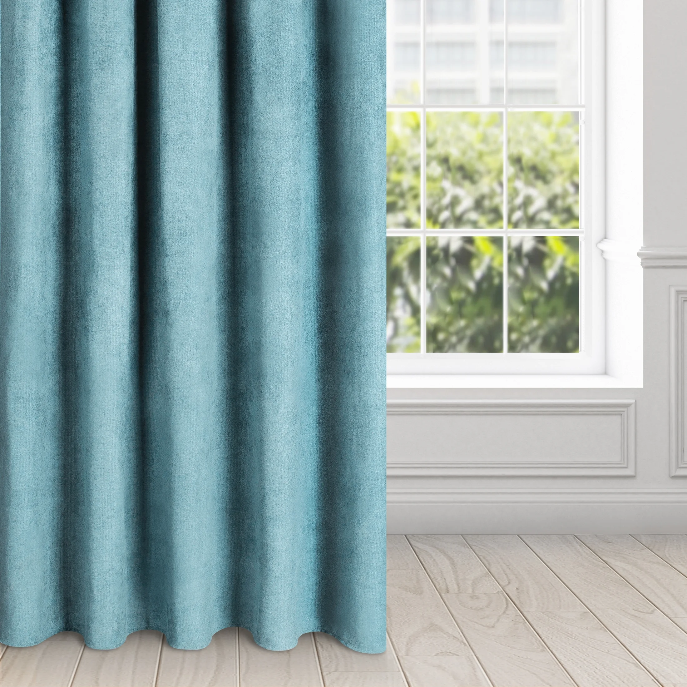 Zasłona ciemnomiętowa z matowego welwetu 140x250 cm taśma - AMAYA - Diva Line | eurofirany