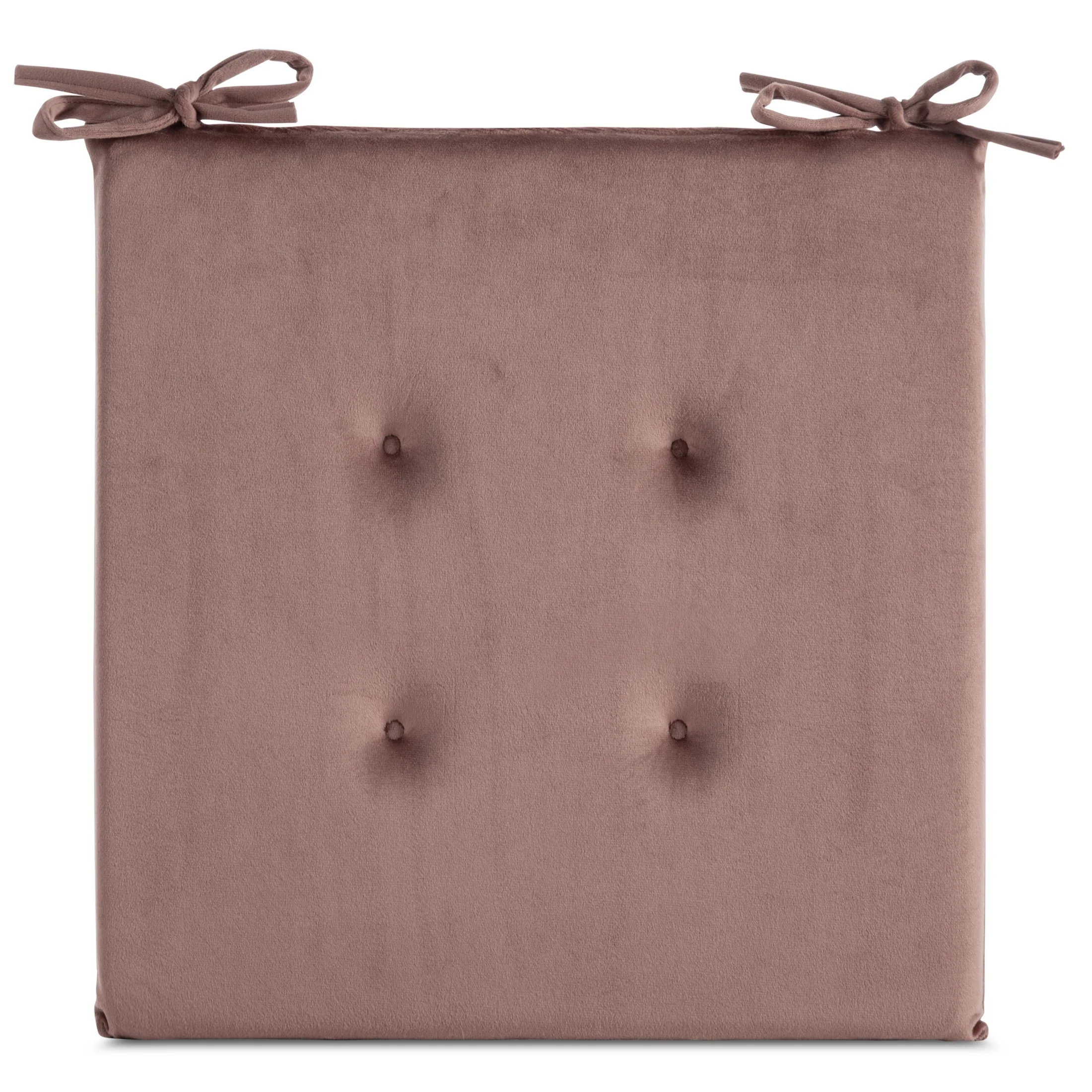 Poduszka na krzesło 40 x 40 x 3 cm welwetowa ciemnoróżowa z ozdobnym pikowaniem i praktycznymi troczkami GAJA