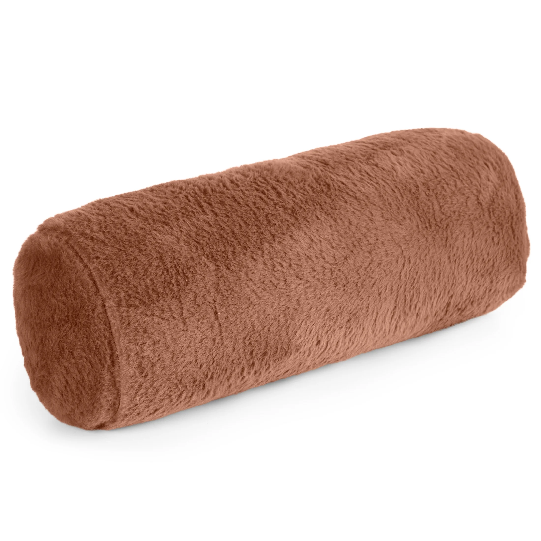 Poduszka wałek 15x45 cm jasnobrązowy z miękkiej futrzanej tkaniny NINA