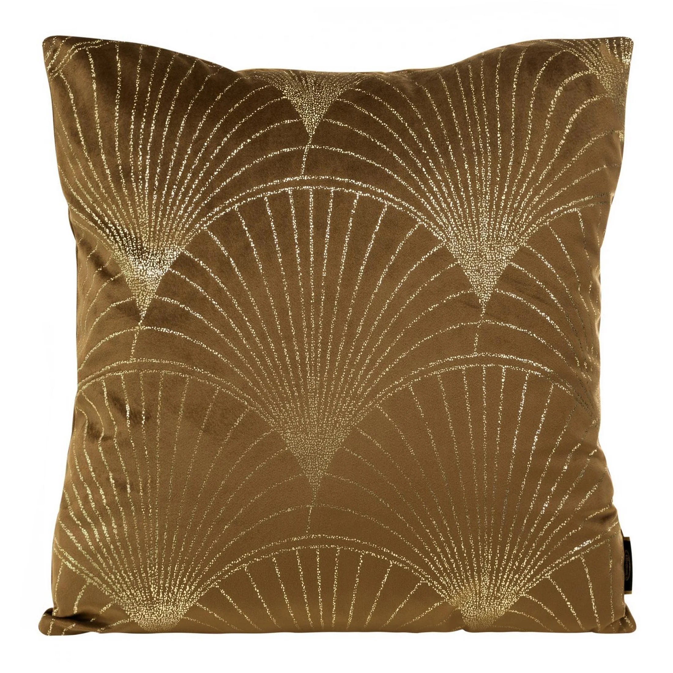 Poszewka na poduszkę 45x45 cm welwetowa kolor brązowy ze złotym nadrukiem BLINK 21 | eurofirany