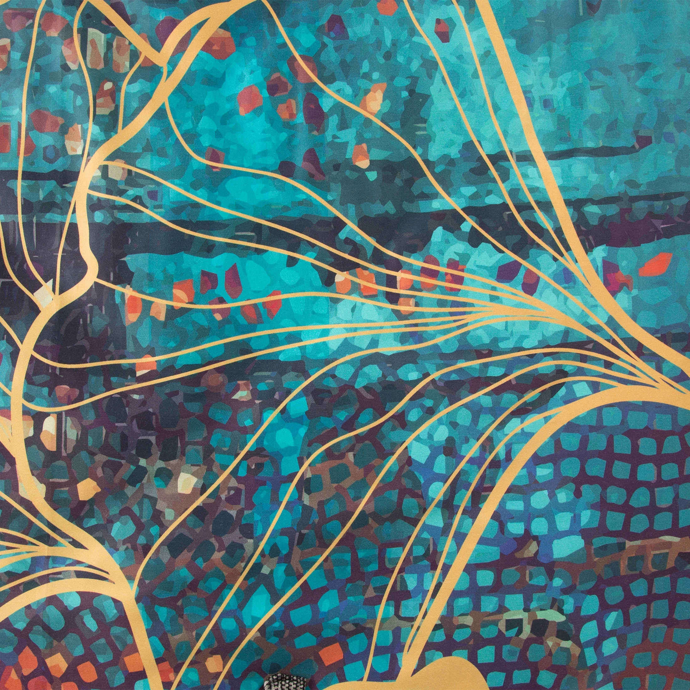 Ekskluzywna pościel 160x200 cm bawełniana kolor turkusowy, złoty w nowoczesnym stylu Reina Line