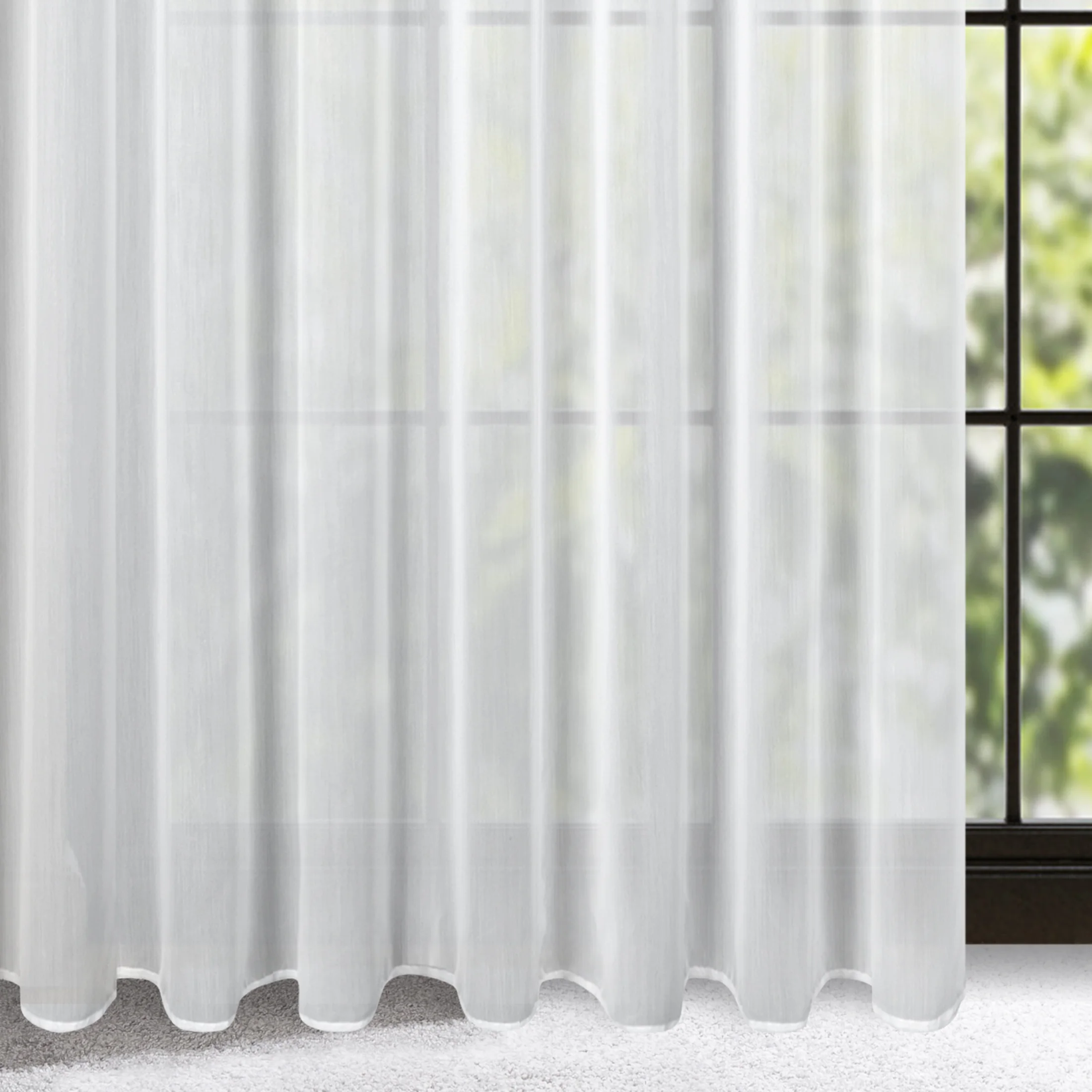 Firana biała z gładkiej tkaniny o naturalnym wyglądzie 300x260 cm przelotka KALIA | eurofirany