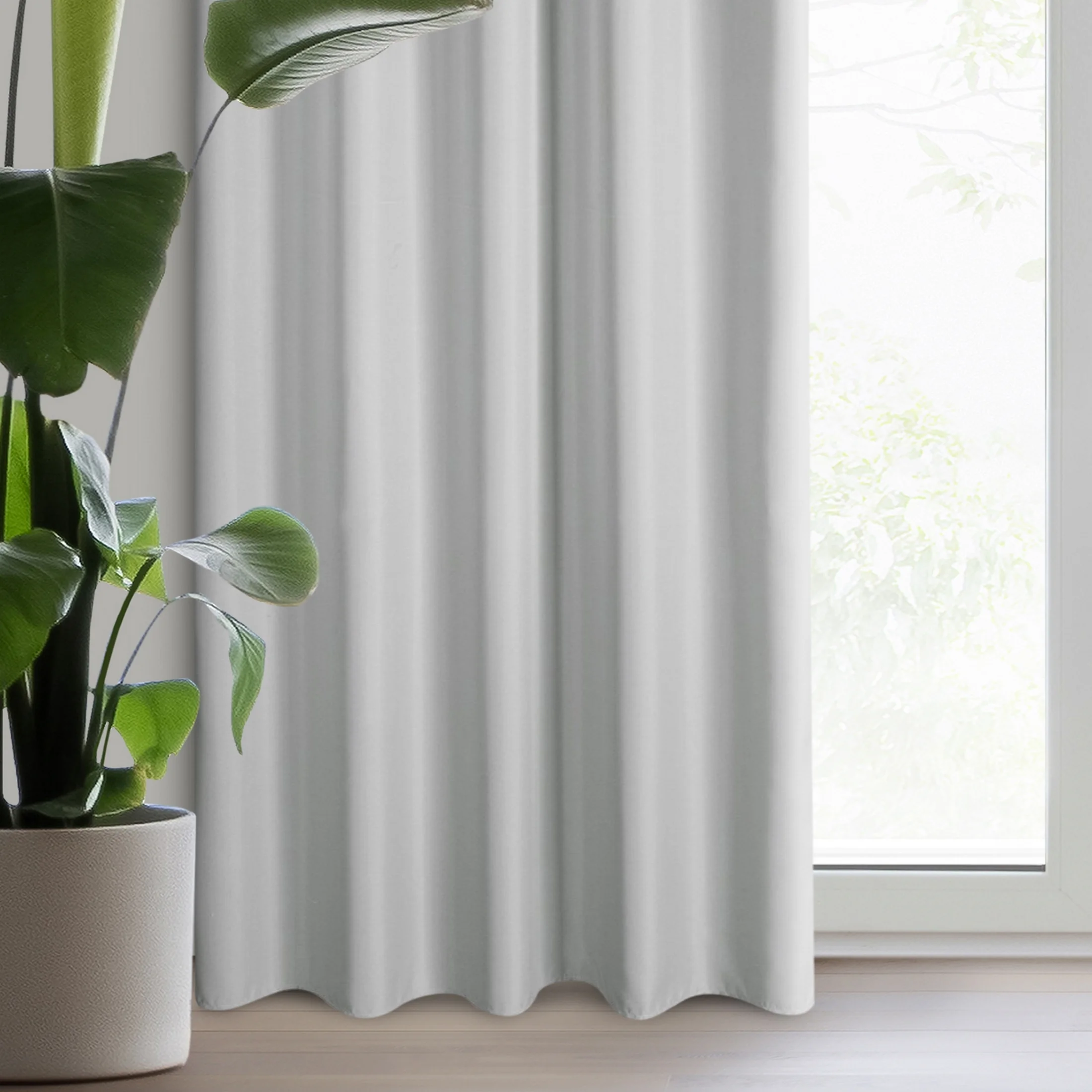 Zasłona srebrna z matowej gładkiej tkaniny 140x270 cm taśma - RITA | eurofirany