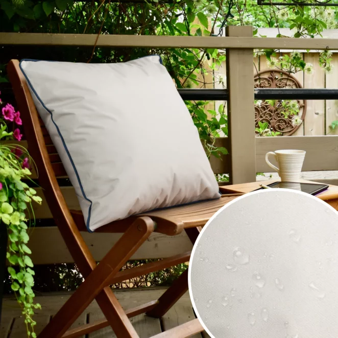 Poszewka na poduszkę 45x45 cm z tkaniny wodoodpornej biała idealna na taras oraz balkon GARDEN