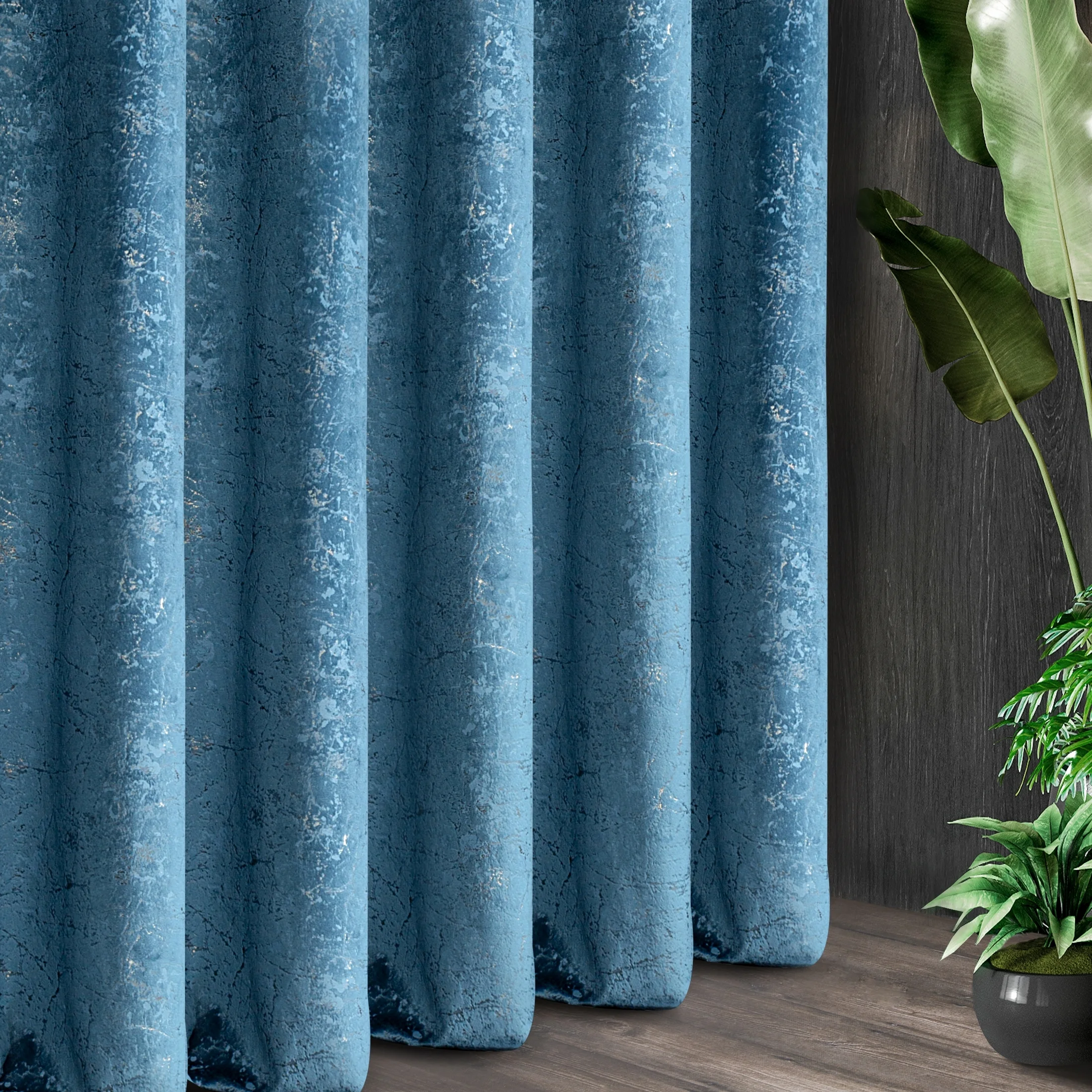 Tkanina zasłonowa miękki welwet z marmurowym złotym nadrukiem