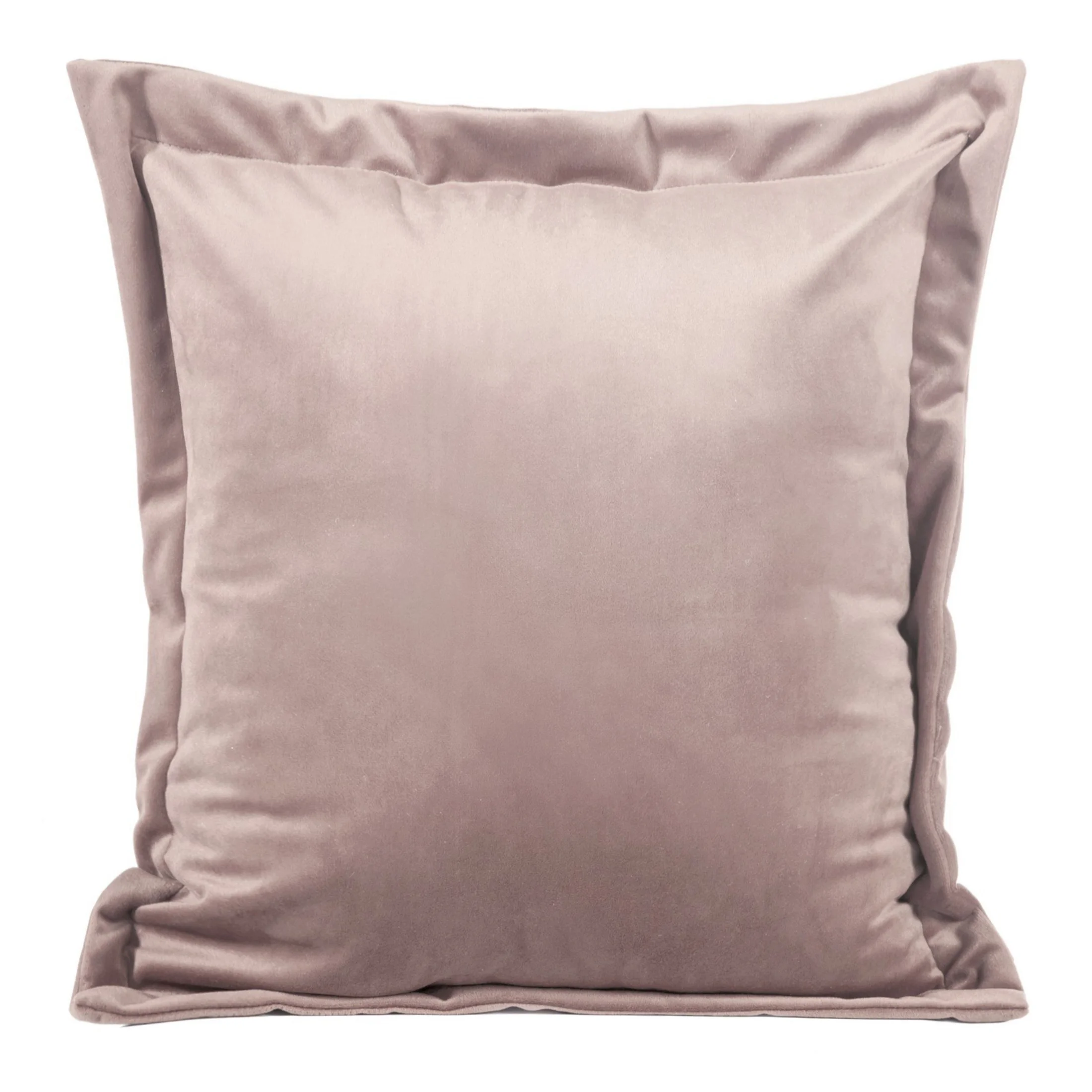 Poszewka na poduszkę 45x45 cm welwetowa pudrowo różowa z ozdobnymi brzegami RIA Diva Line | eurofirany