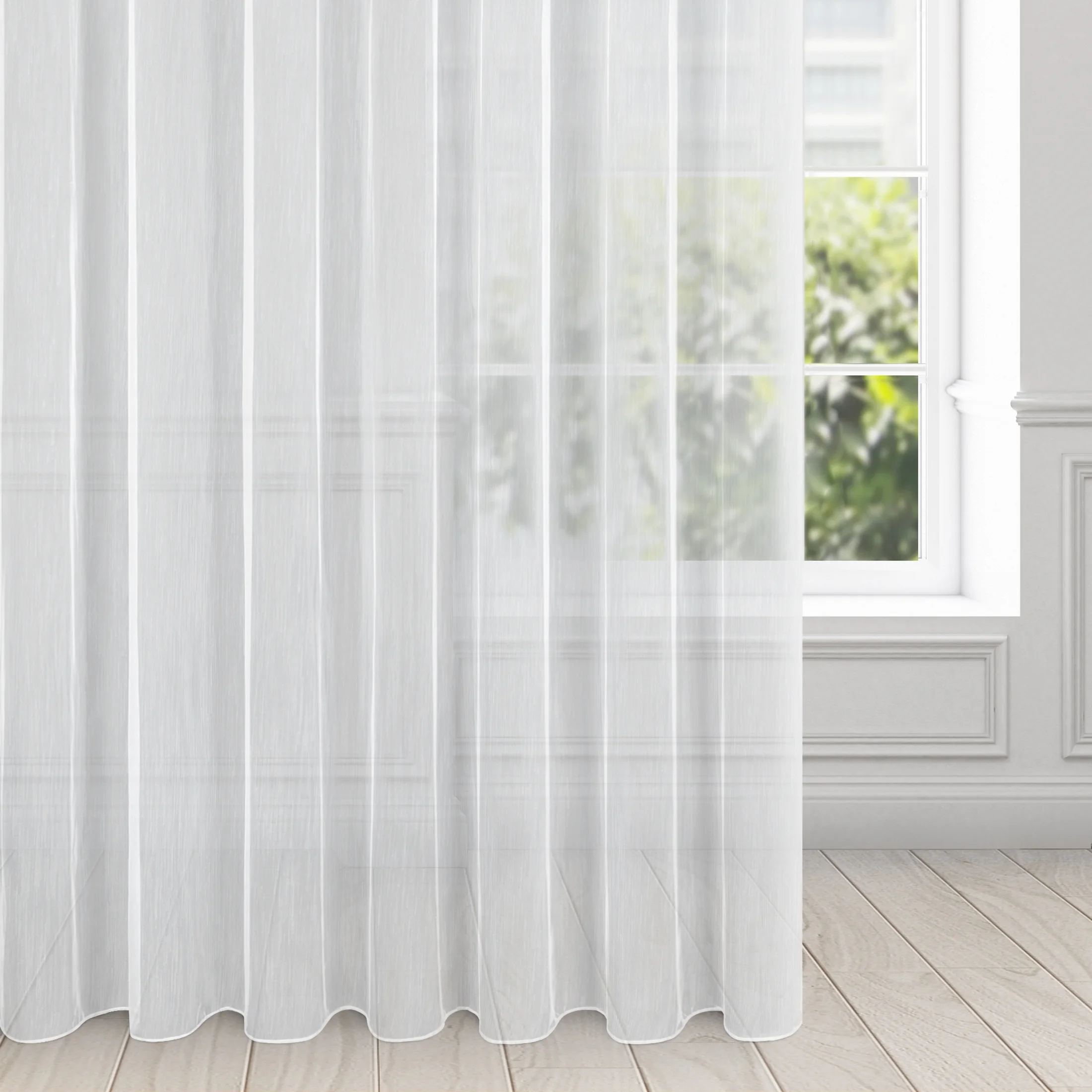 Firana biała o strukturze drobnego deszczyku 350x250 cm przelotka NICEA | eurofirany