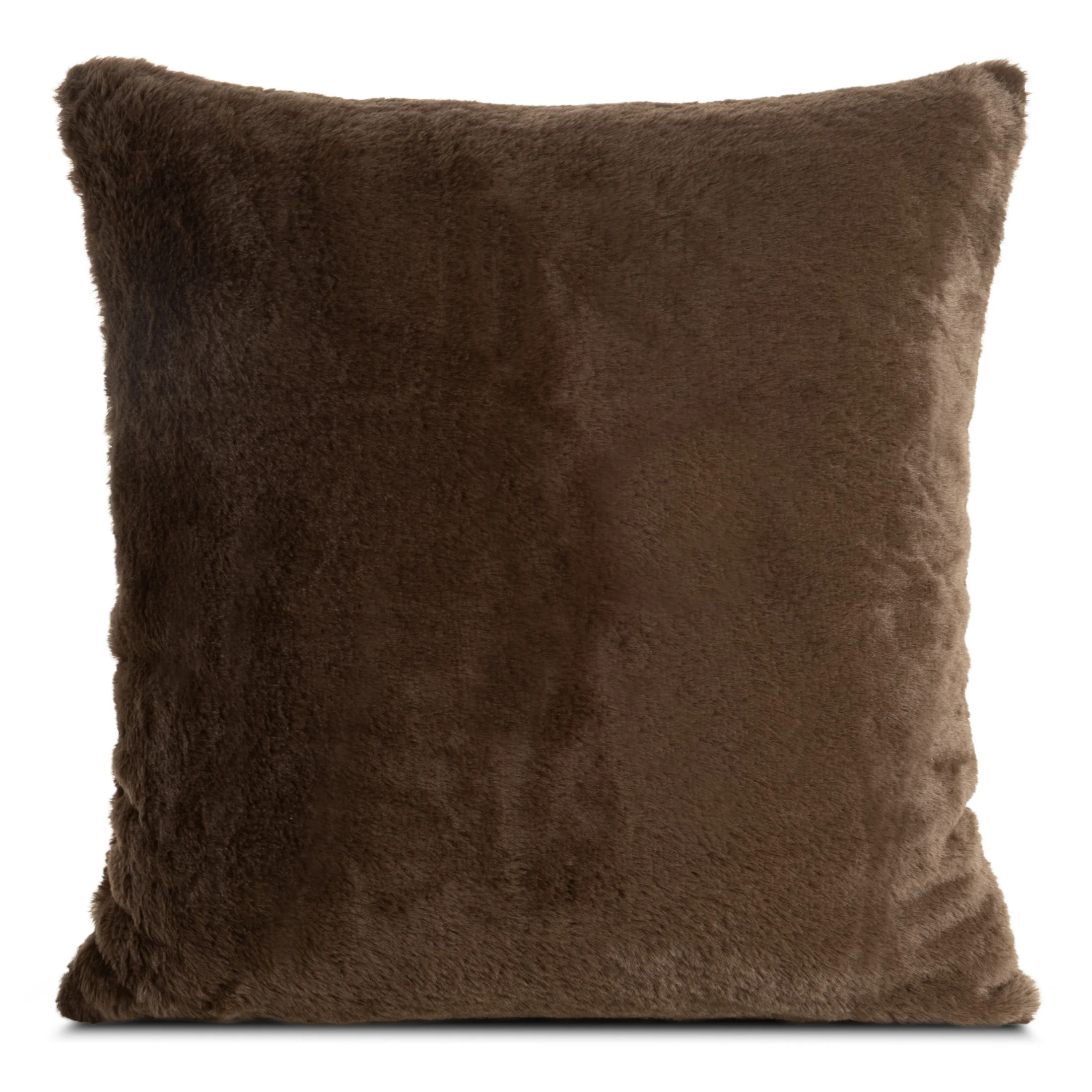Poszewka na poduszkę 60x60 cm ciemnobrązowa z miękkiej futrzanej tkaniny NINA | eurofirany
