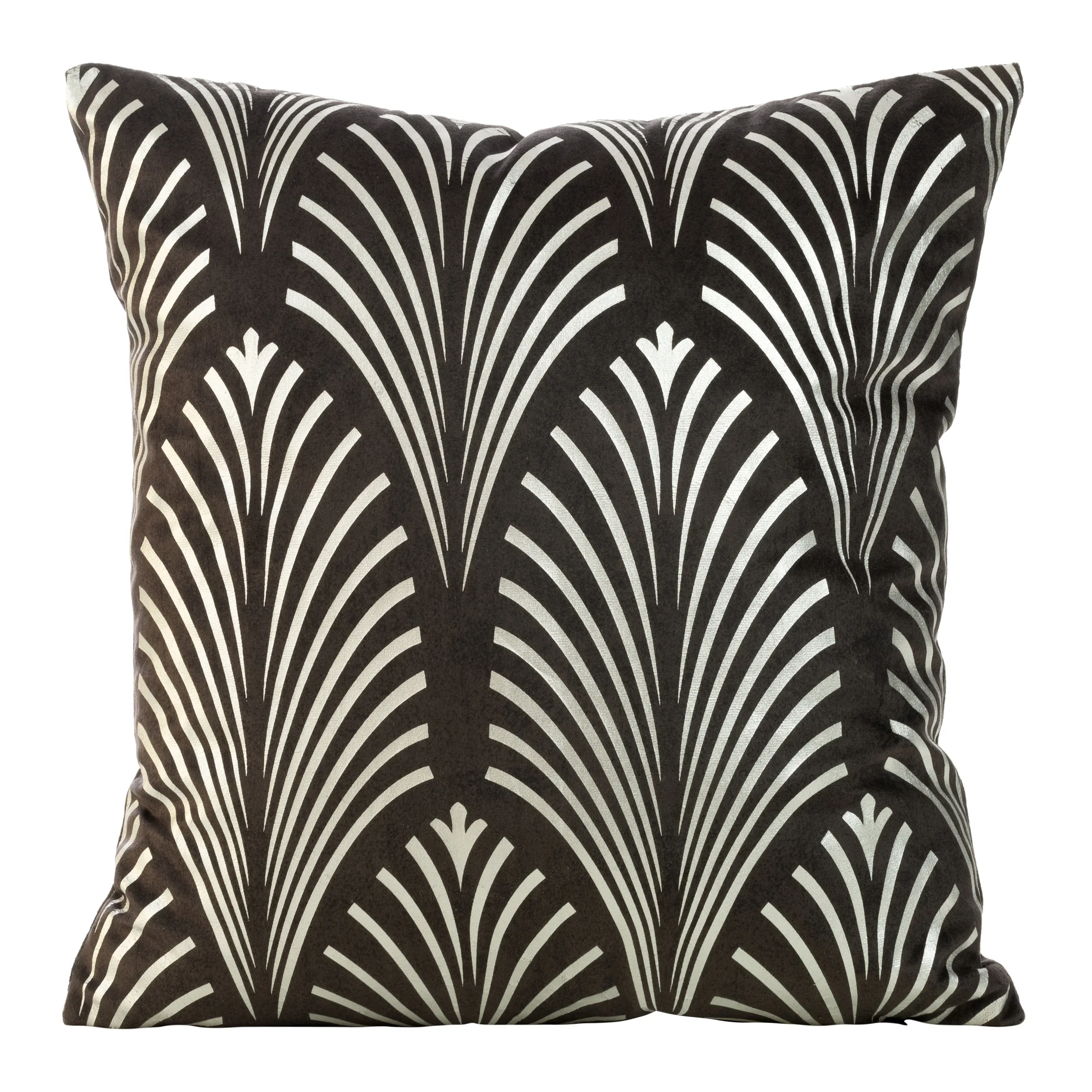 Poszewka na poduszkę 45x45 cm welwetowa czarna z srebrnym nadrukiem BLINK 27 | eurofirany