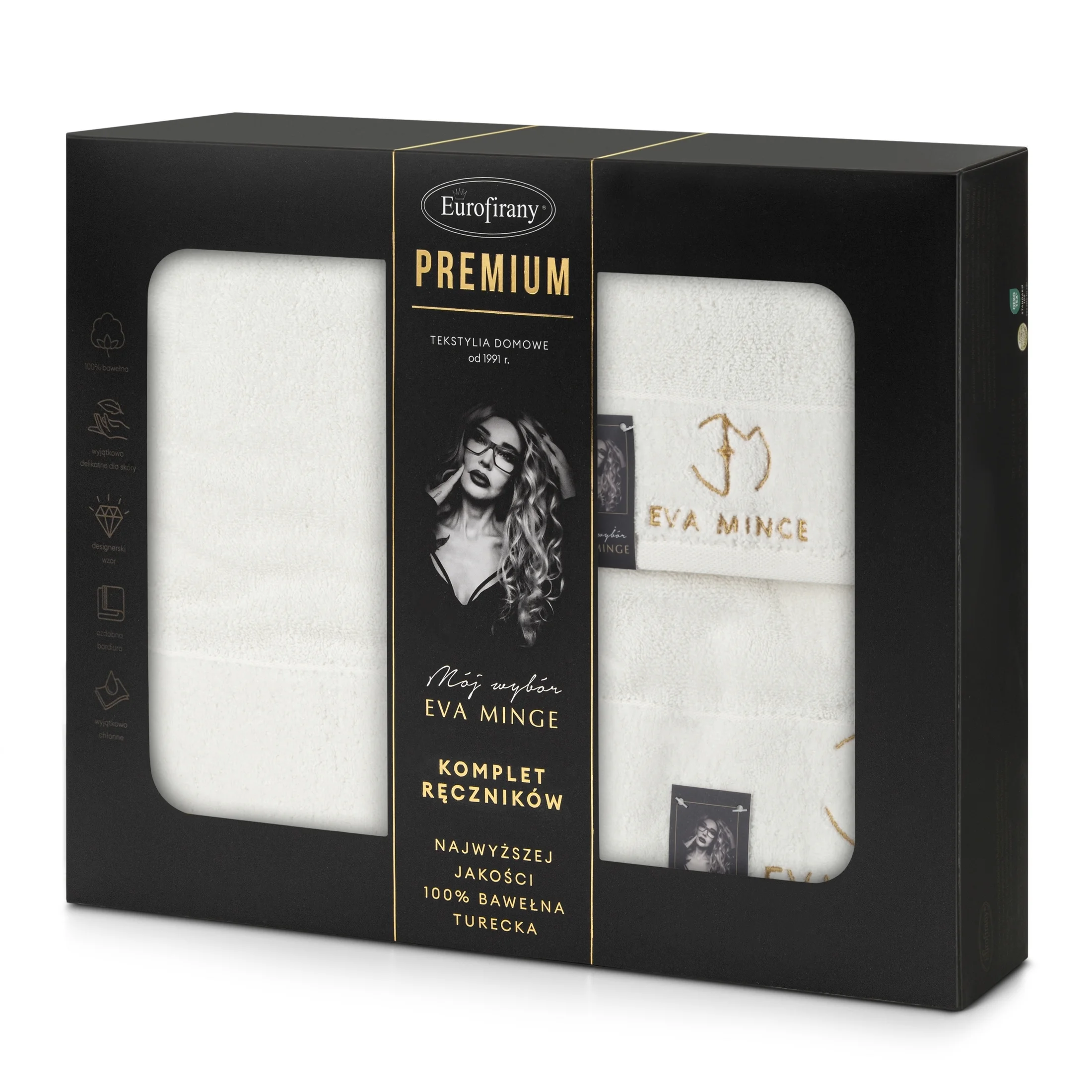 Zestaw ręczników bawełnianych na prezent 3 szt kolor kremowy 550 g/m2 GAJA Eva Minge