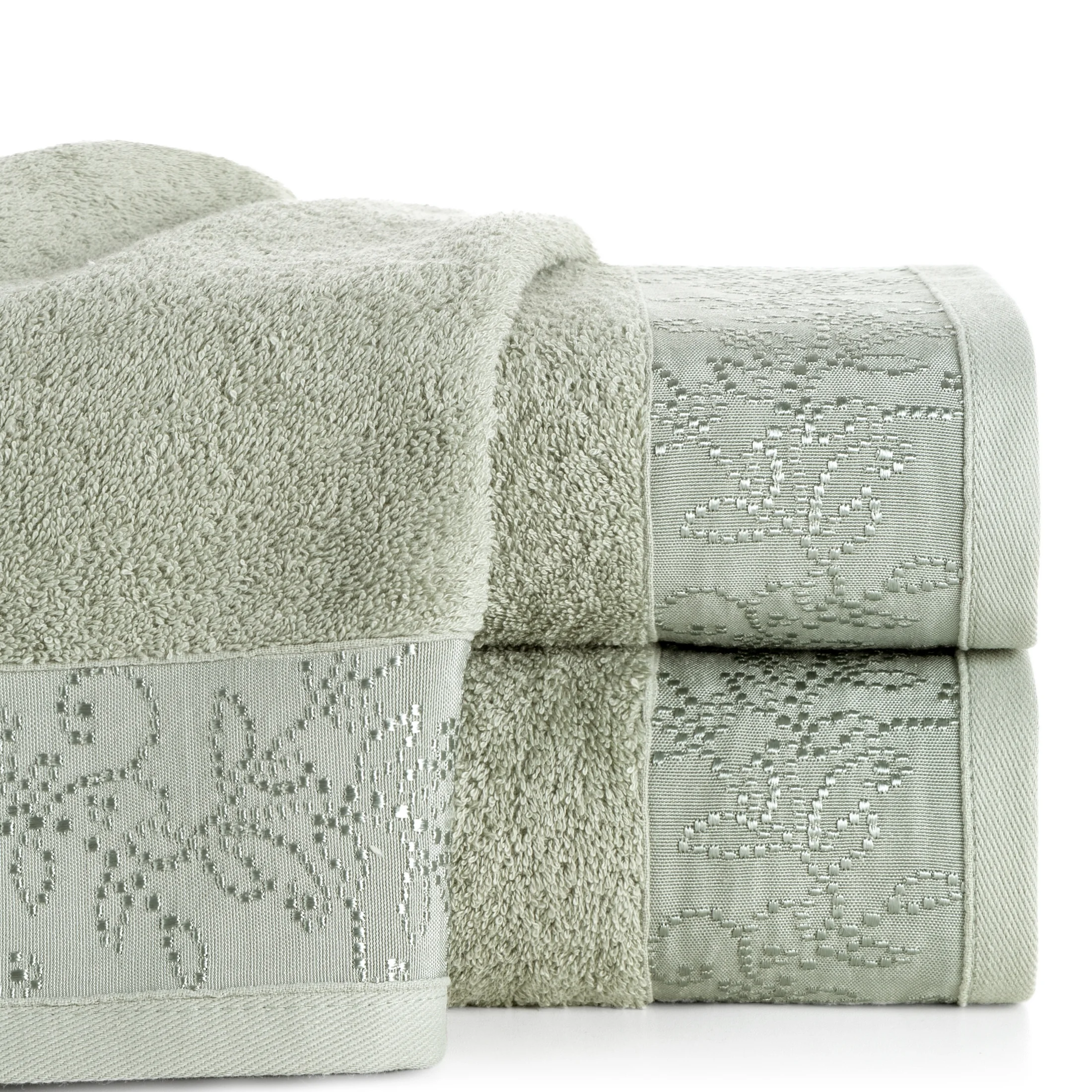 Ręcznik kąpielowy 50x90 cm bawełniany kolor miętowy z żakardową bordiurą 500 g/m2 RITA