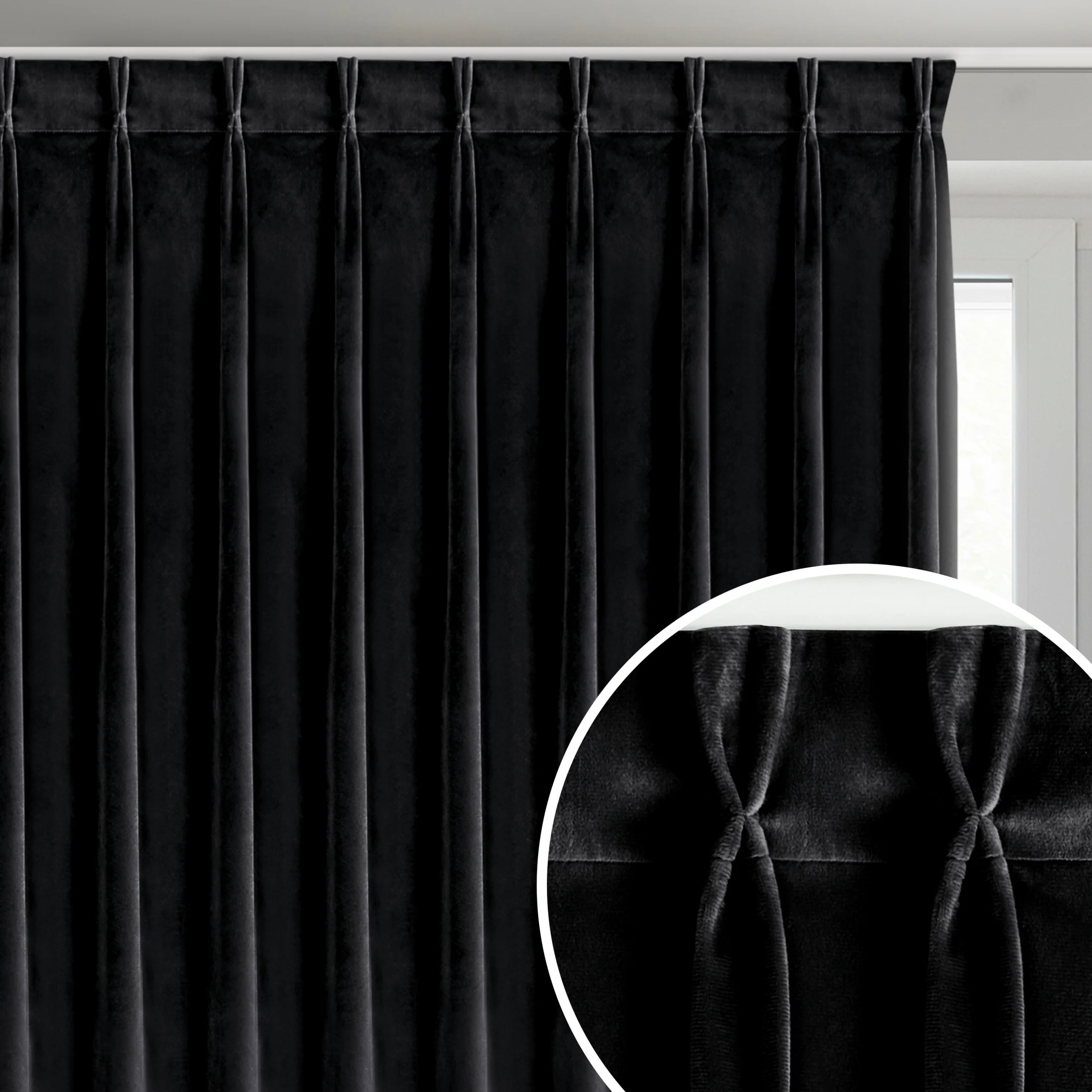 Zasłona czarna z welwetowej tkaniny 125x270 cm (wymiar podany na gotowo) system flex - MELANIE | eurofirany