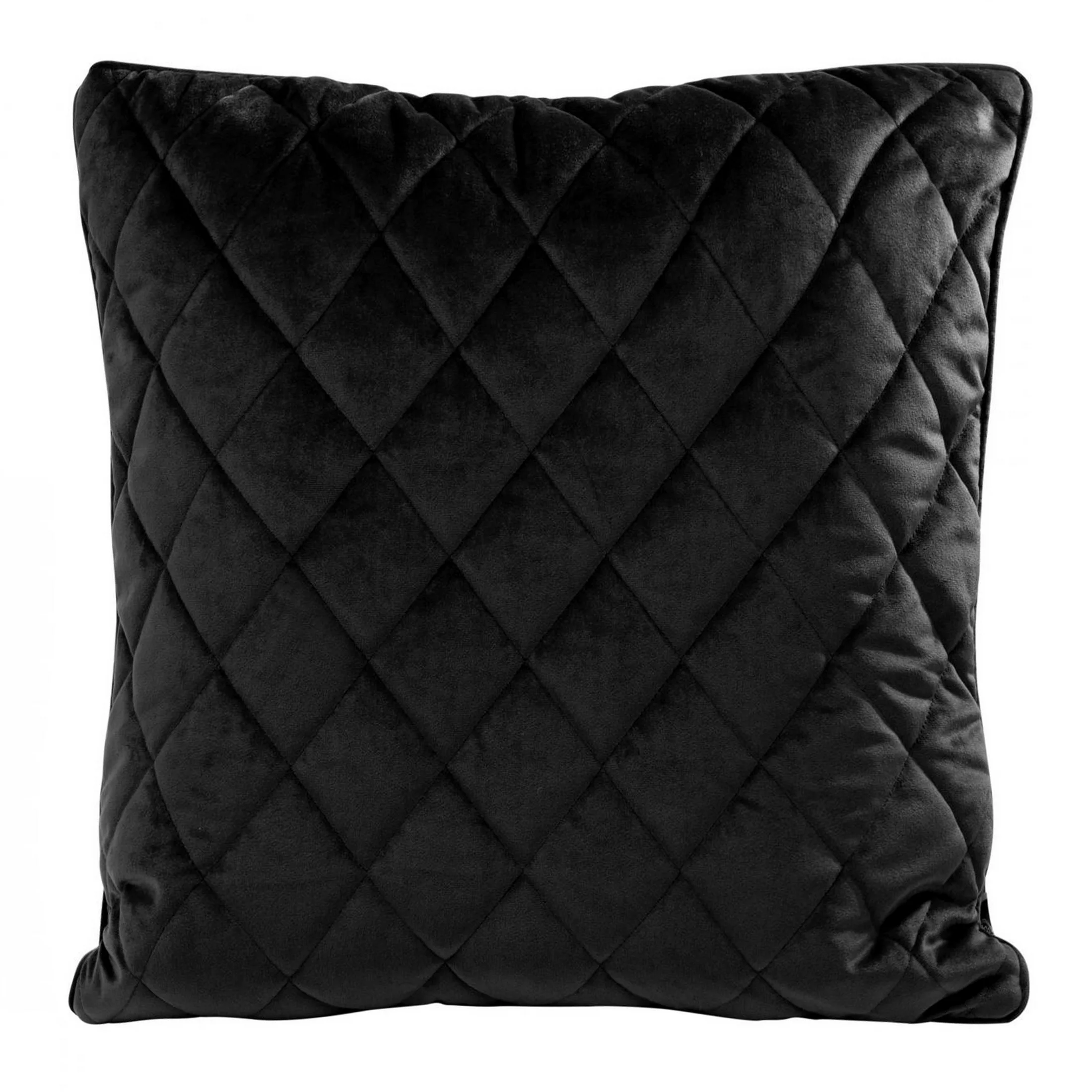 Poszewka na poduszkę 45x45 cm welwetowa, czarna pikowana we wzór karo z ozdobną wypustką VELVET 27 Eurofirany Premium | eurofirany