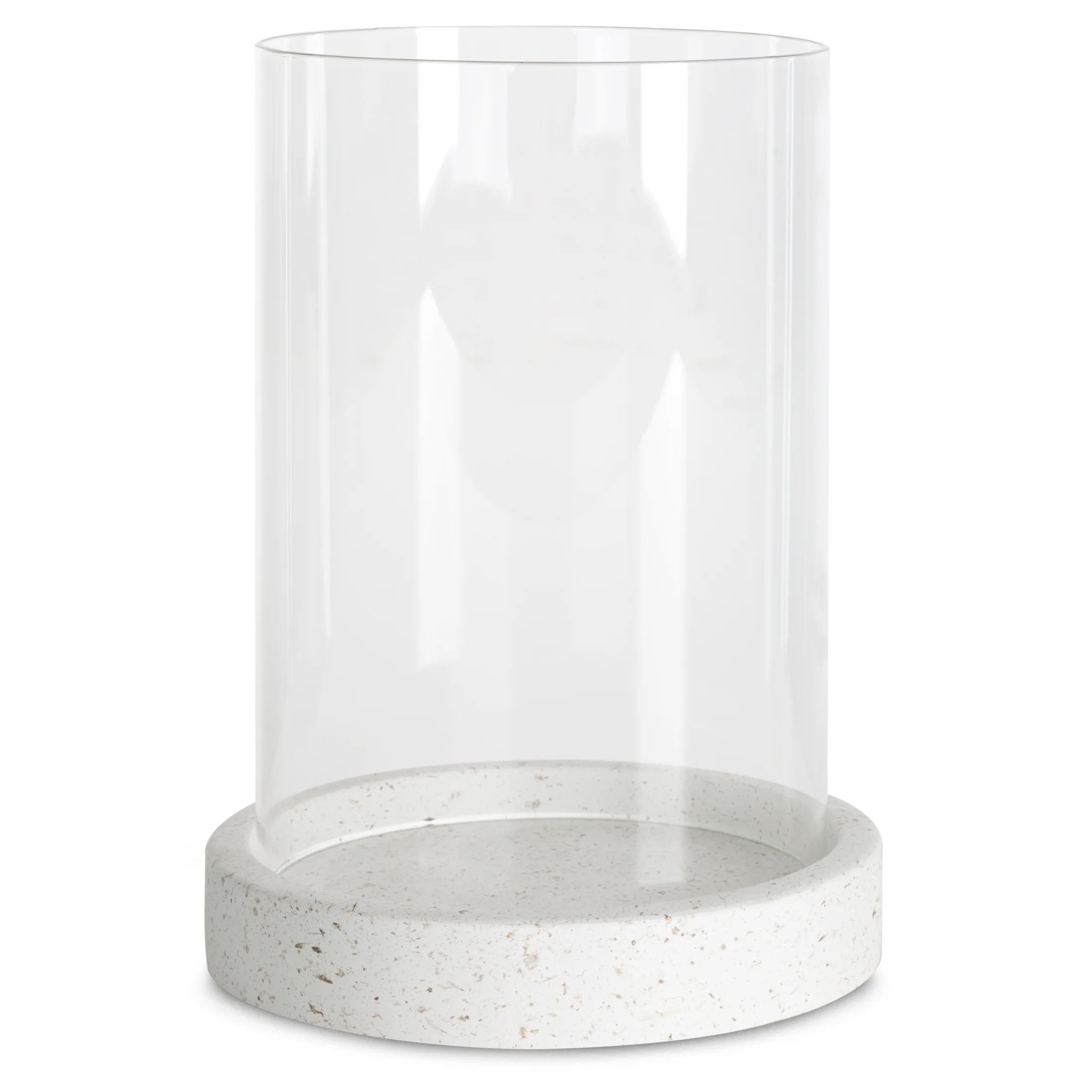 Świecznik KEVIN z podstawą ze wzorem granitu i szklanym kloszem | eurofirany