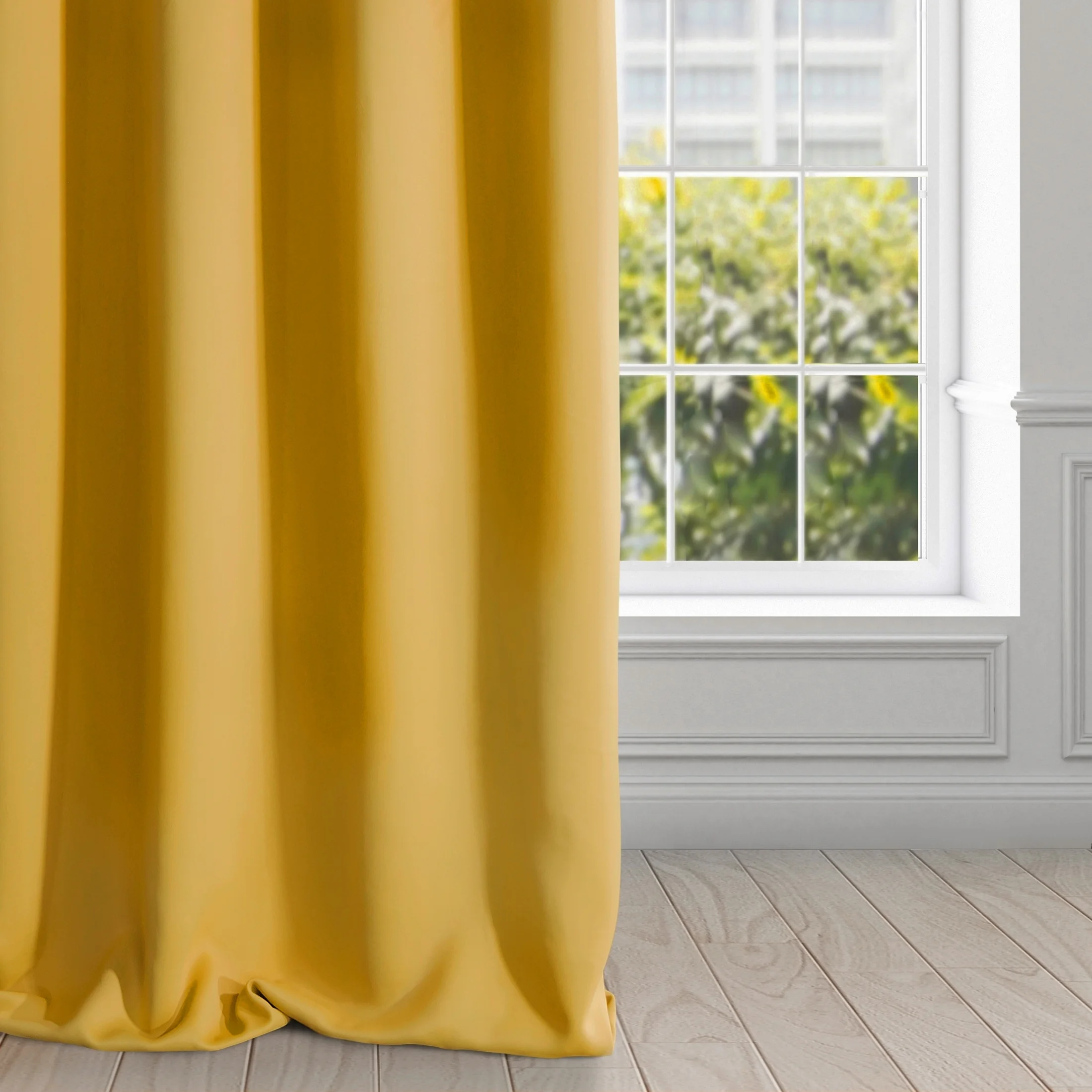 Zasłona musztardowa matowa, zaciemniająca 140x270 cm taśma - TEO | 