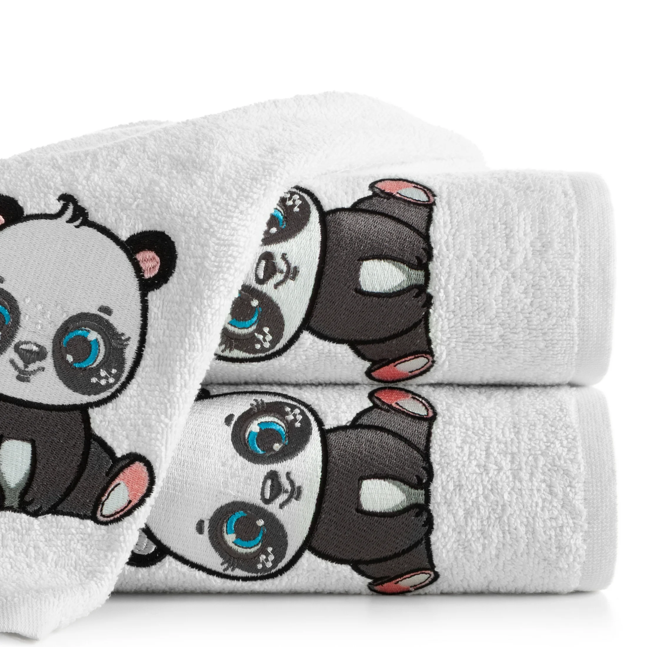 Ręcznik kąpielowy dziecięcy 70x140 cm bawełniany kolor biały z aplikacją pandy 450 g/m2 BABY 73 Eurofirany
