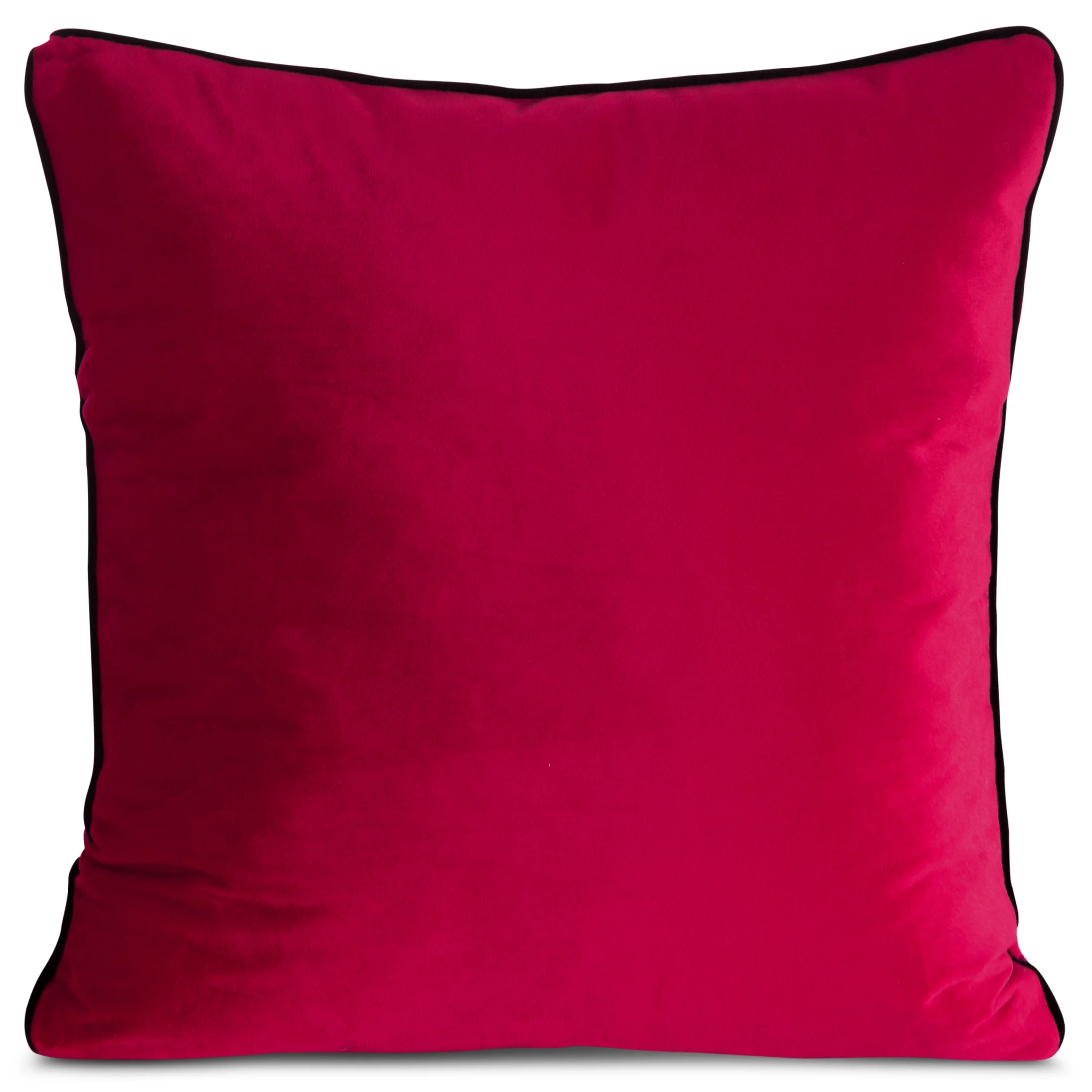 Poszewka na poduszkę 45x45 cm welwetowa, amarantowa o delikatnym połysku z ozdobną lamówką GAJA 2 | eurofirany