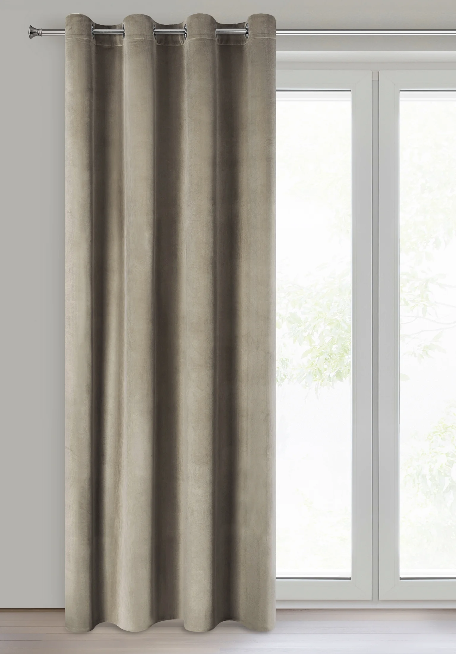 Zasłona brązowa z matowego welwetu 140x250 cm przelotka - MELANIE