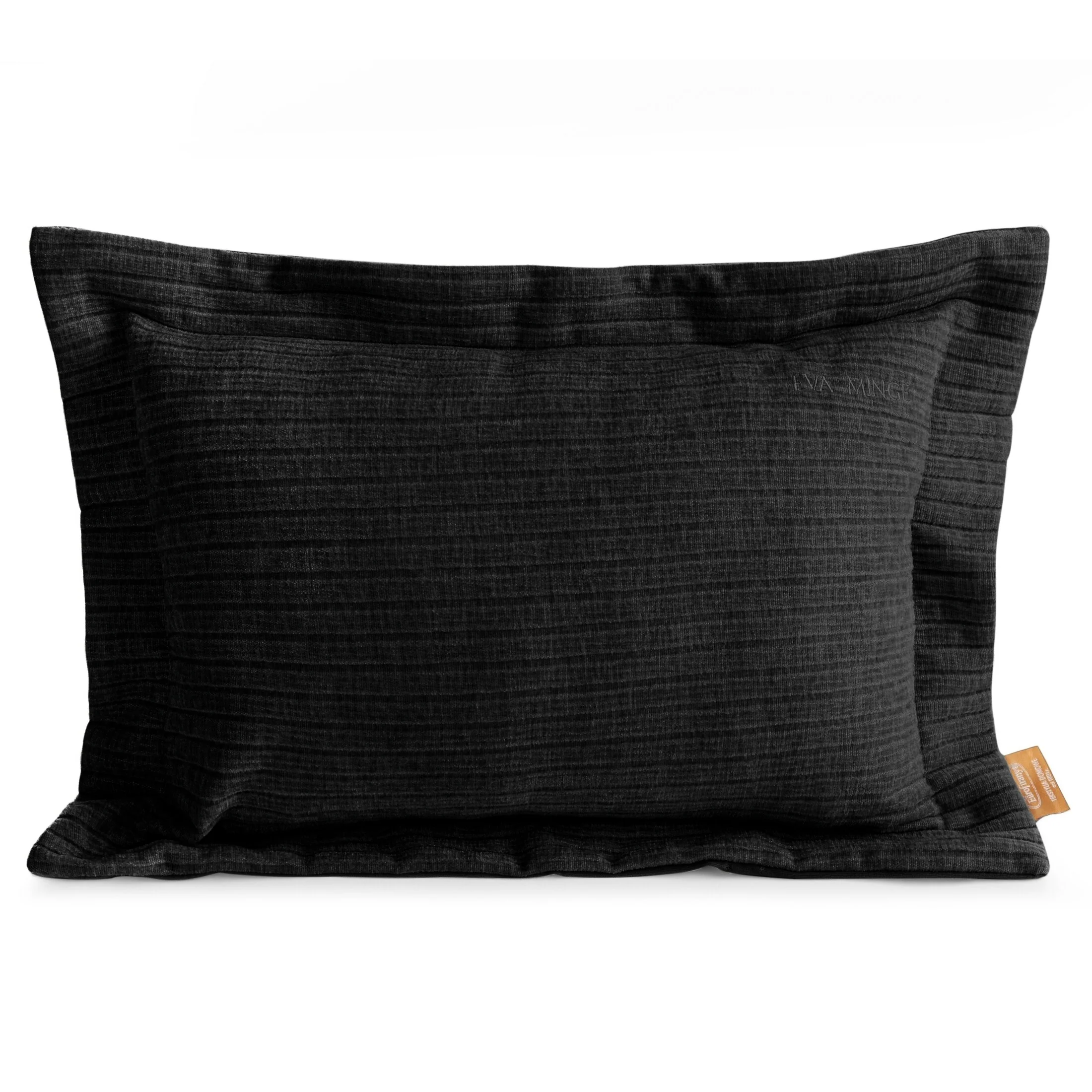 Poszewka na poduszkę 40x60 cm z szenilowej tkaniny czarna w drobne prążki Eva Minge Elegante | eurofirany