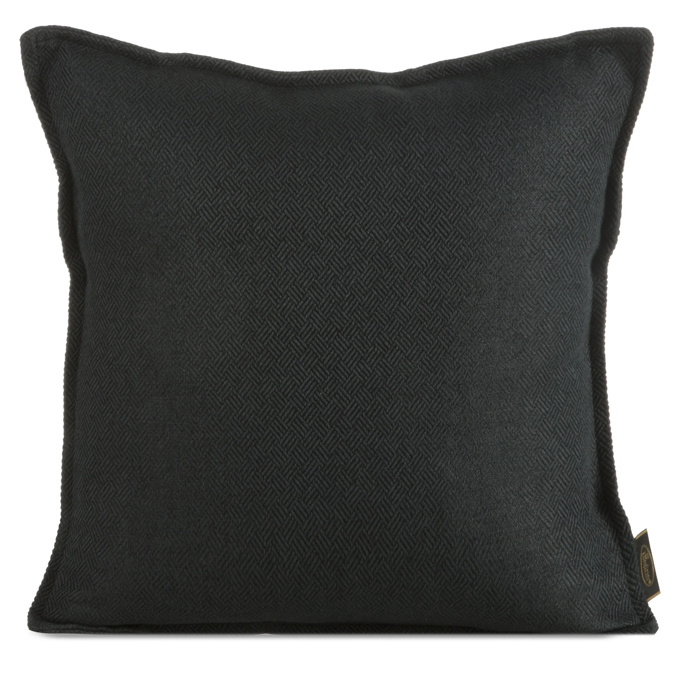 Poszewka na poduszkę 45x45 cm czarna z żakardowej tkaniny z ozdobną wypustką LUNA | eurofirany