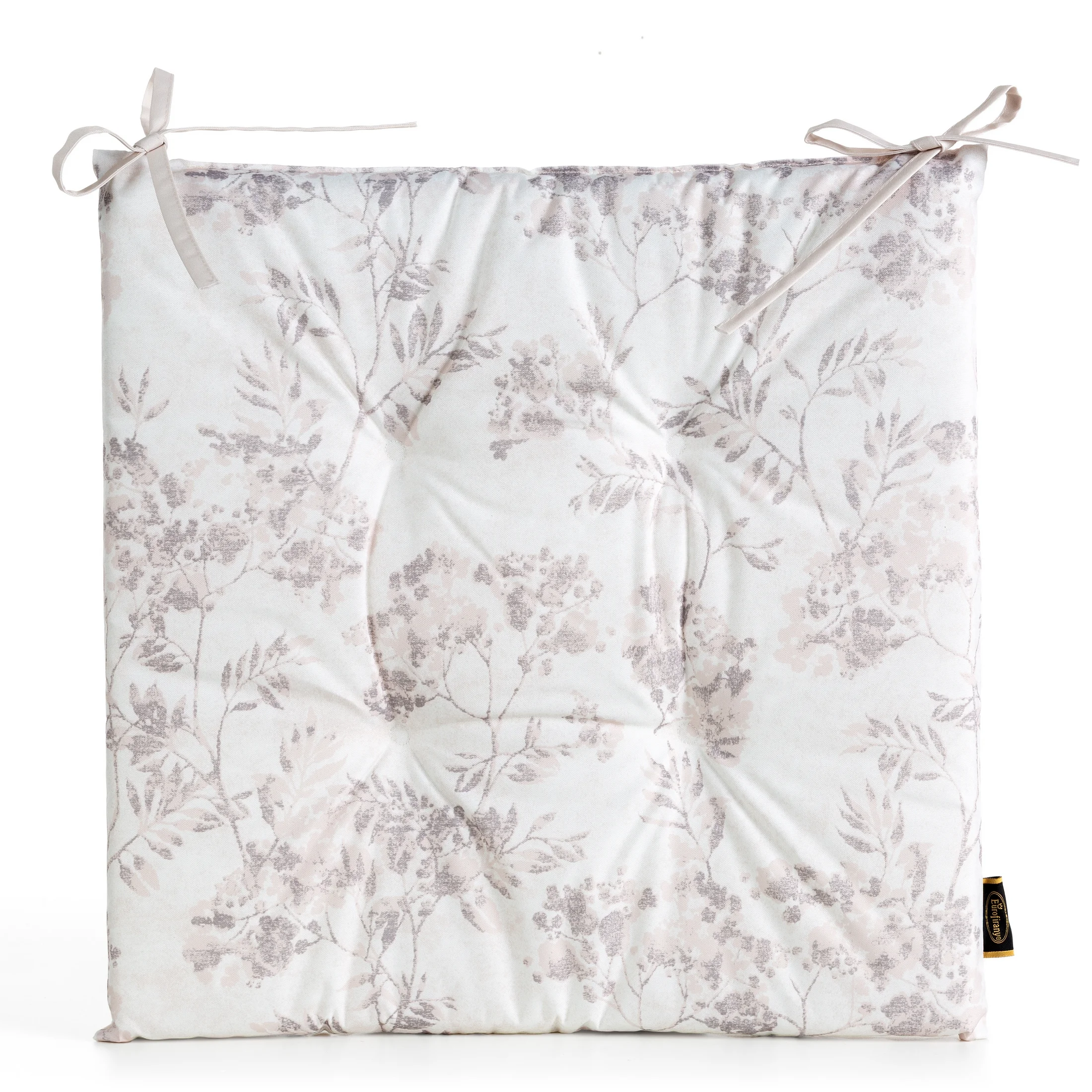 Poduszka na krzesło 43 x 43 x 4 cm kremowo, beżowa wodoodporna z motywem roślinnym GARDEN